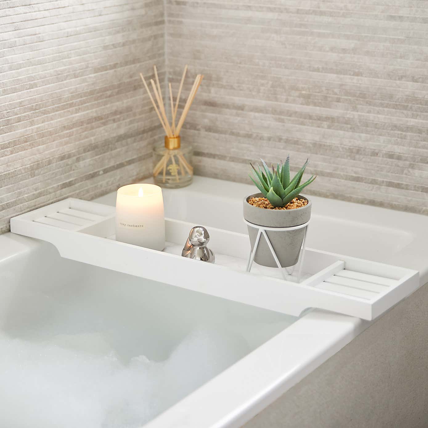 Marble Effect Bamboo Bath Rack