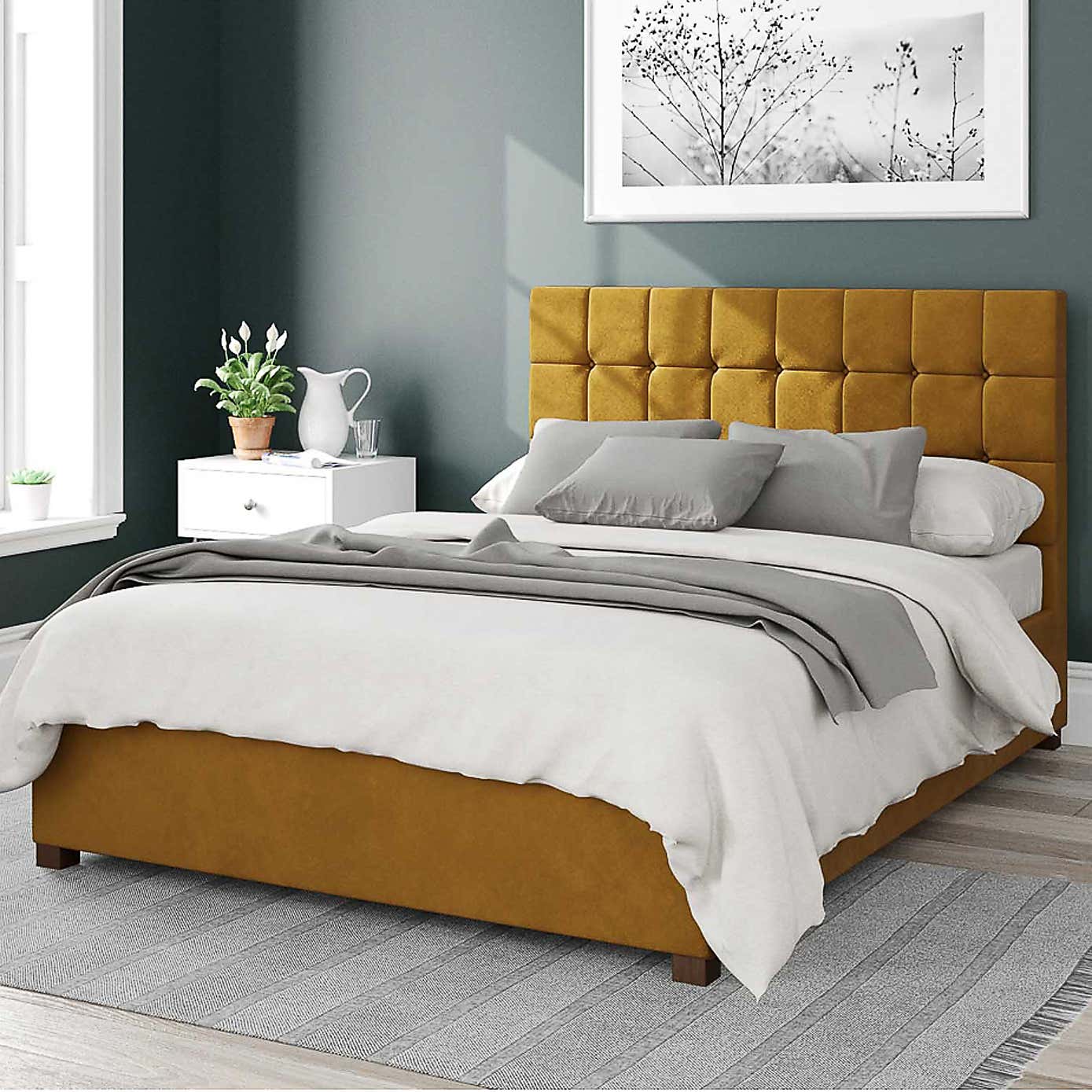 Sinatra Plush Velvet Ottoman Bed