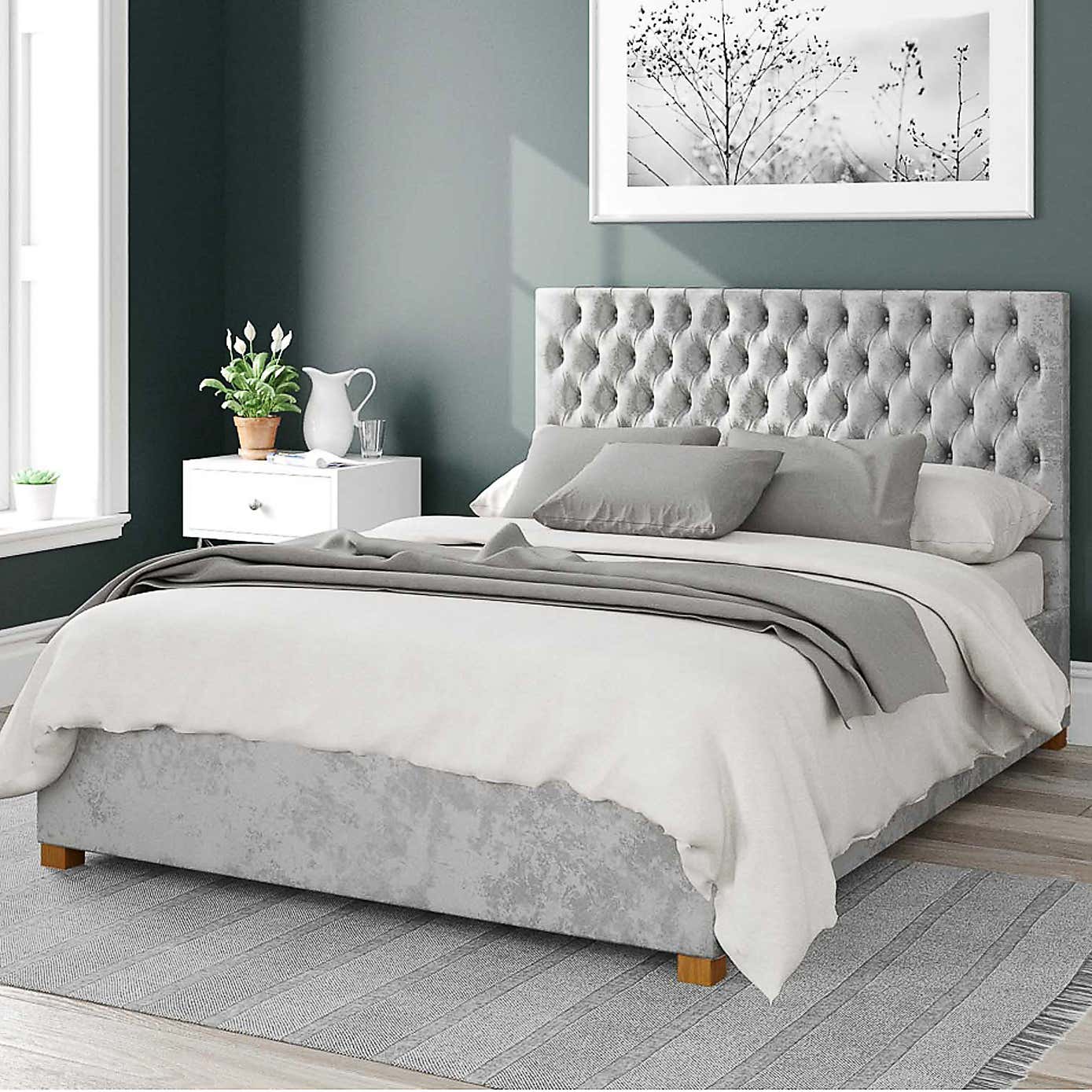 Monroe Mirazzi Velvet Ottoman Bed Frame