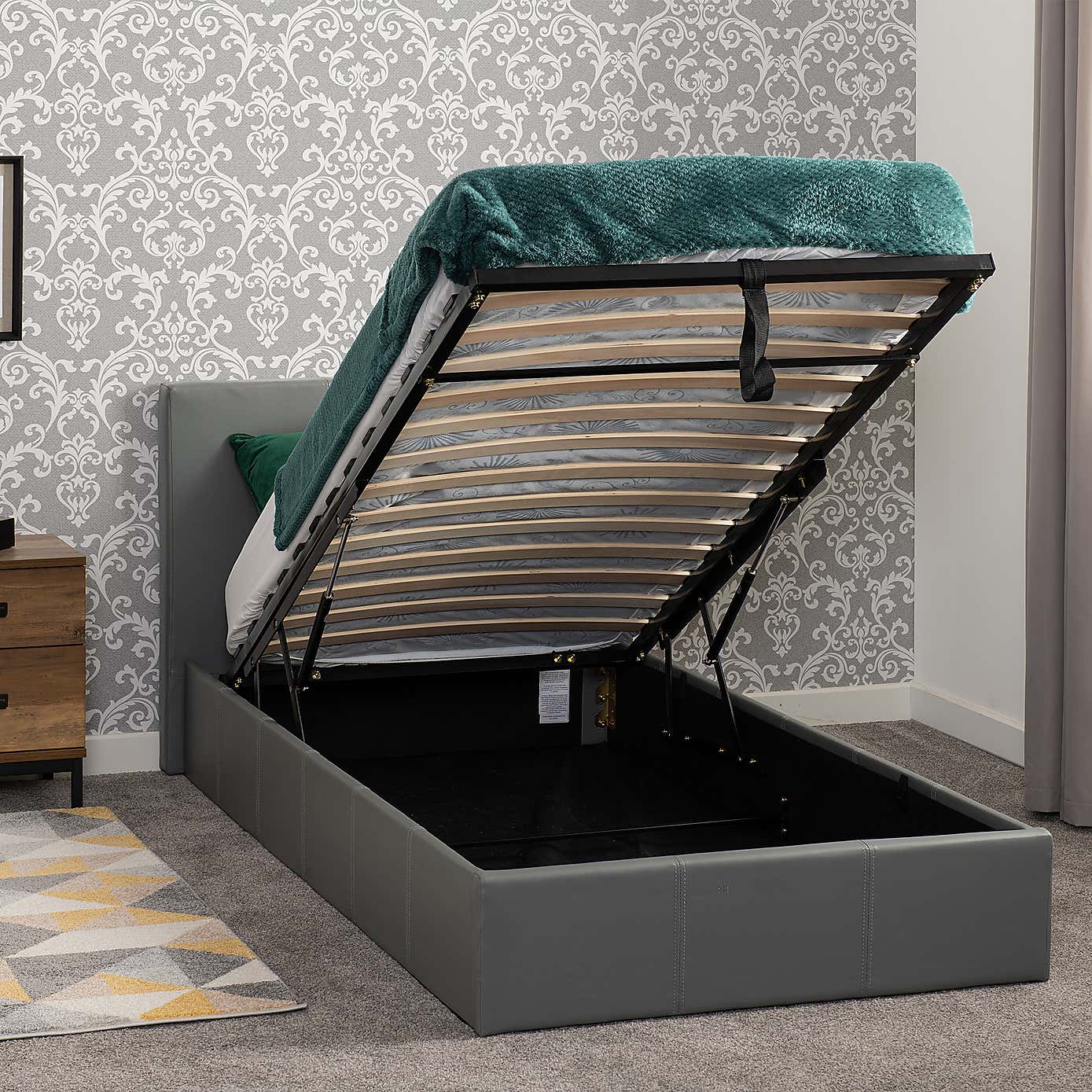 Waverley Faux Leather Ottoman Bedstead - Grey