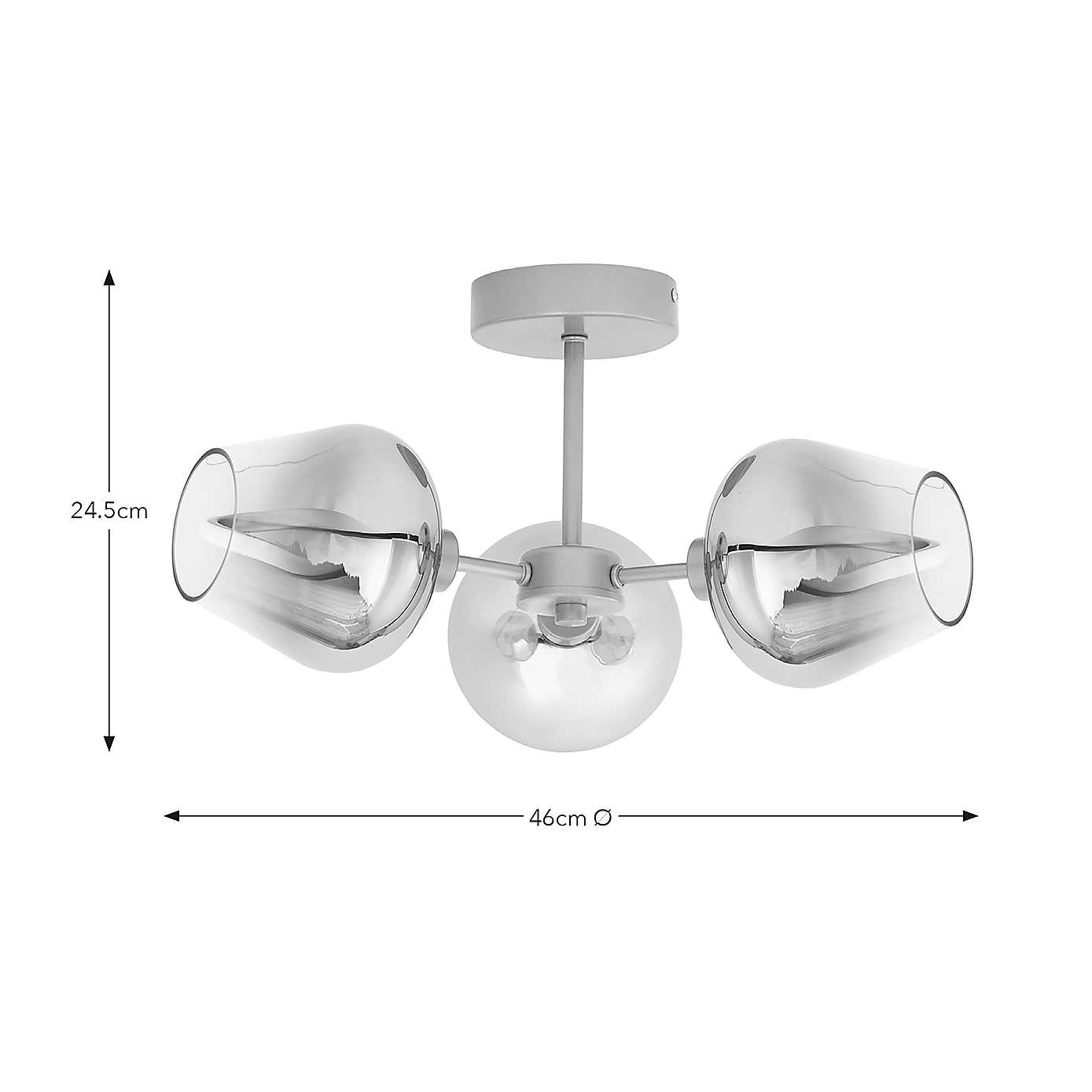Aurora 3 Light Semi Flush LED Ceiling Light