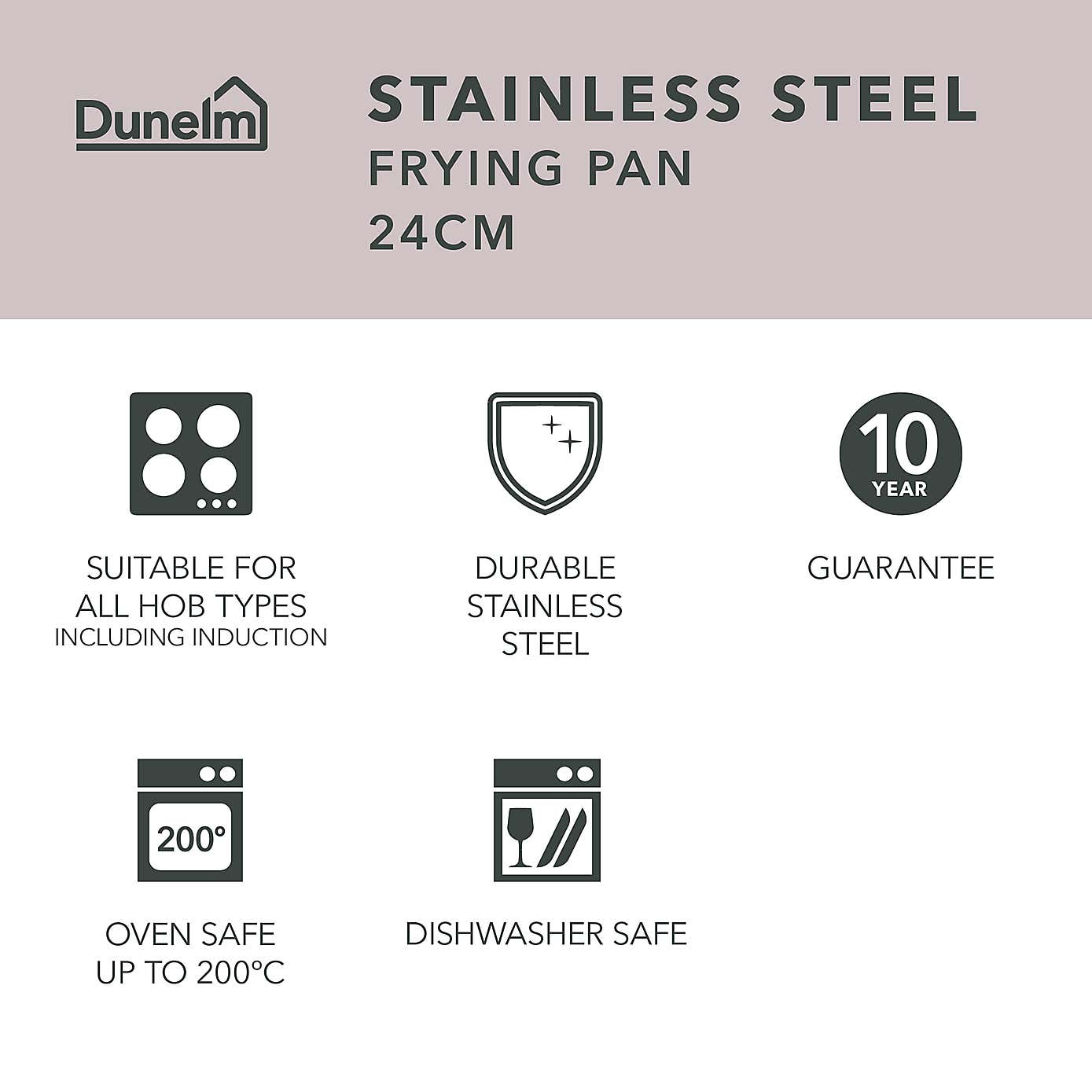 Recycled Stainless Steel Frying Pan, 24cm