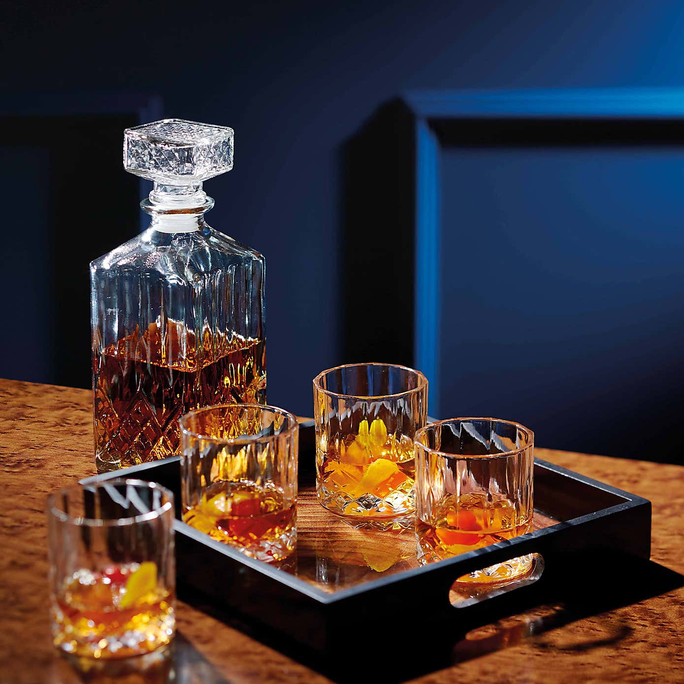 Barcraft Cut Glass Effect Decanter Set 900ml