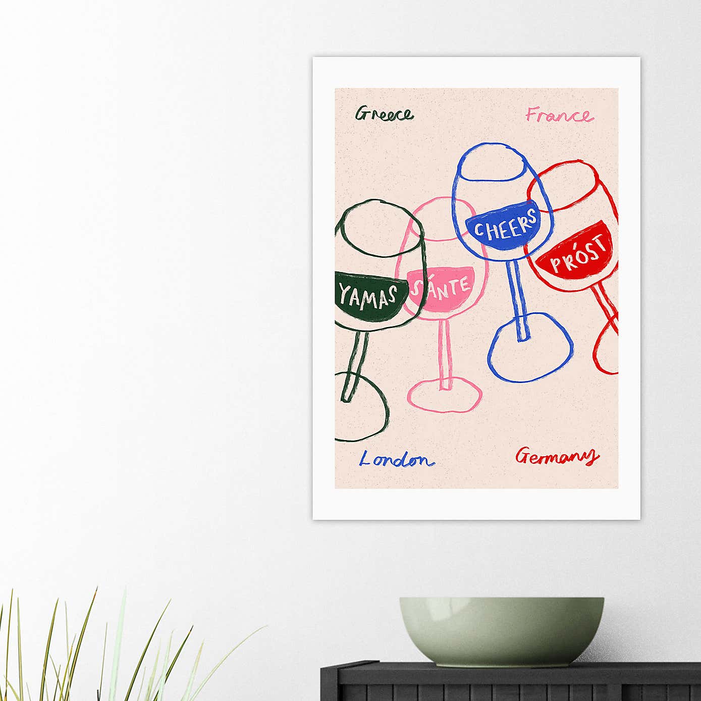 East End Prints Cheers Glasses Print