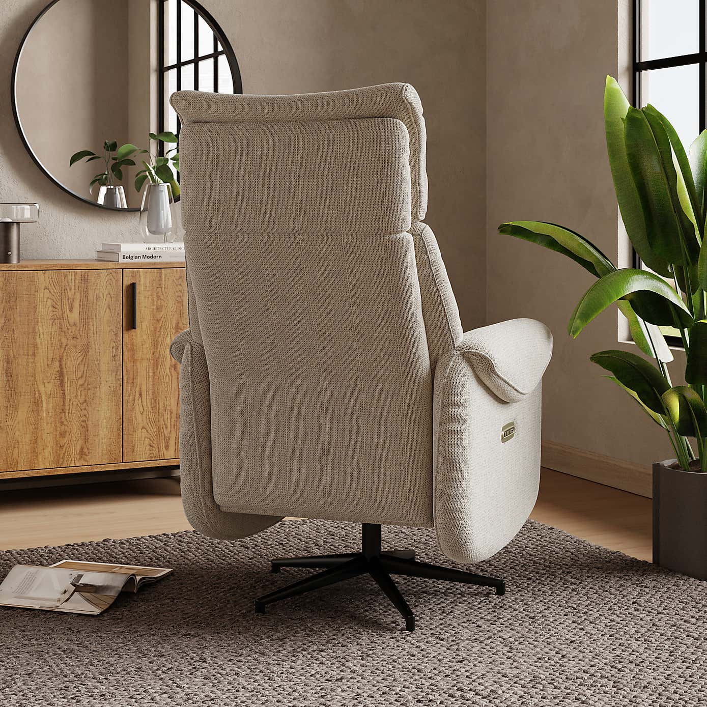 Silas Fabric Recline Swivel Chair