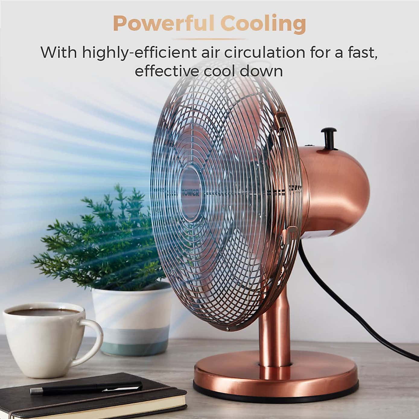 Tower Metal 12" Copper Desk Fan