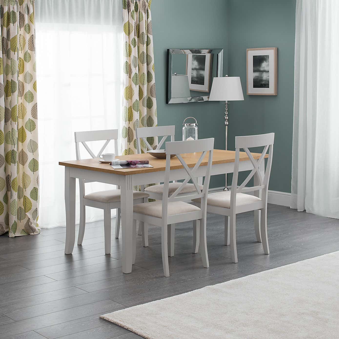 Davenport Rectangular Grey Dining Table with 4 Chairs
