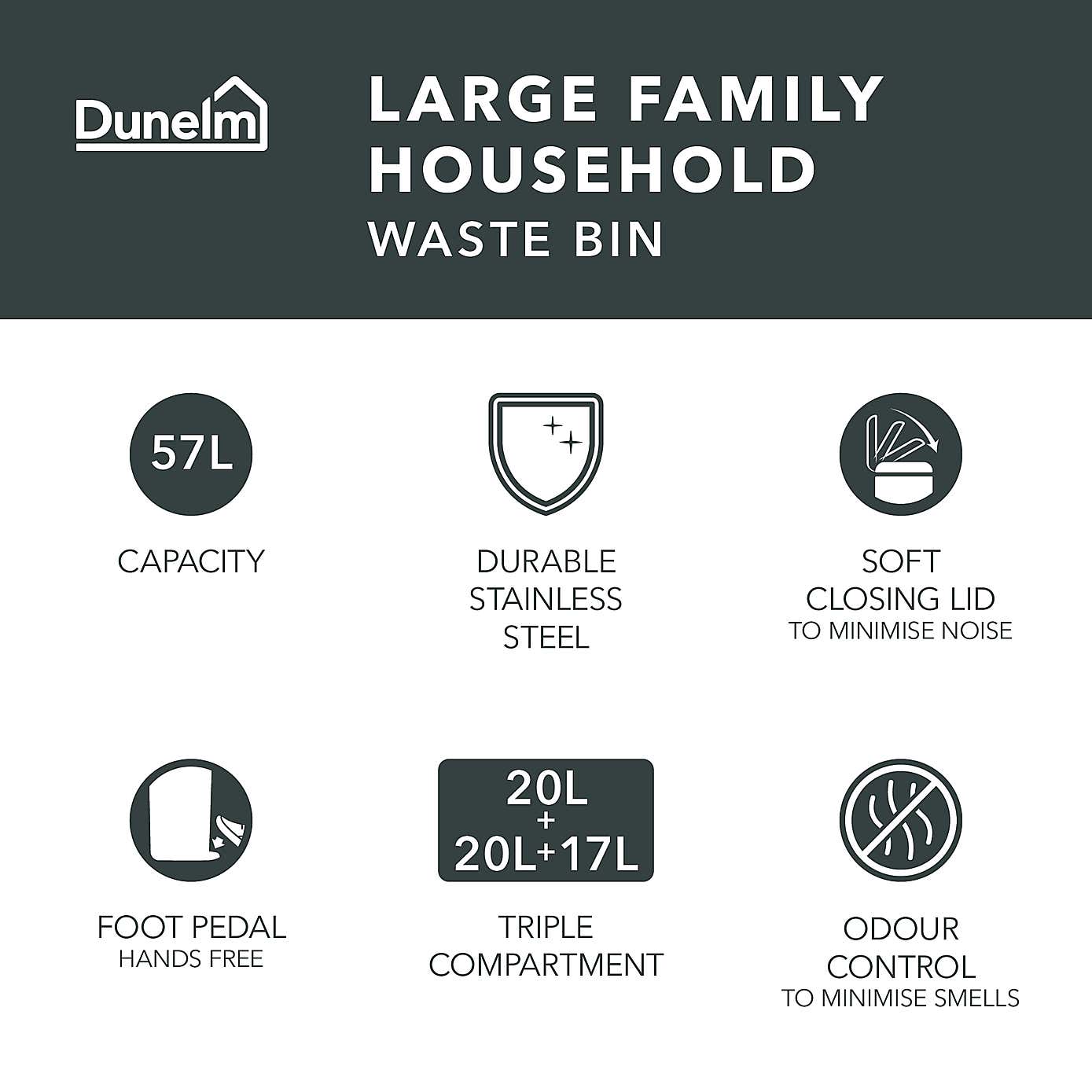 57 Litre Stainless Steel Pedal Bin