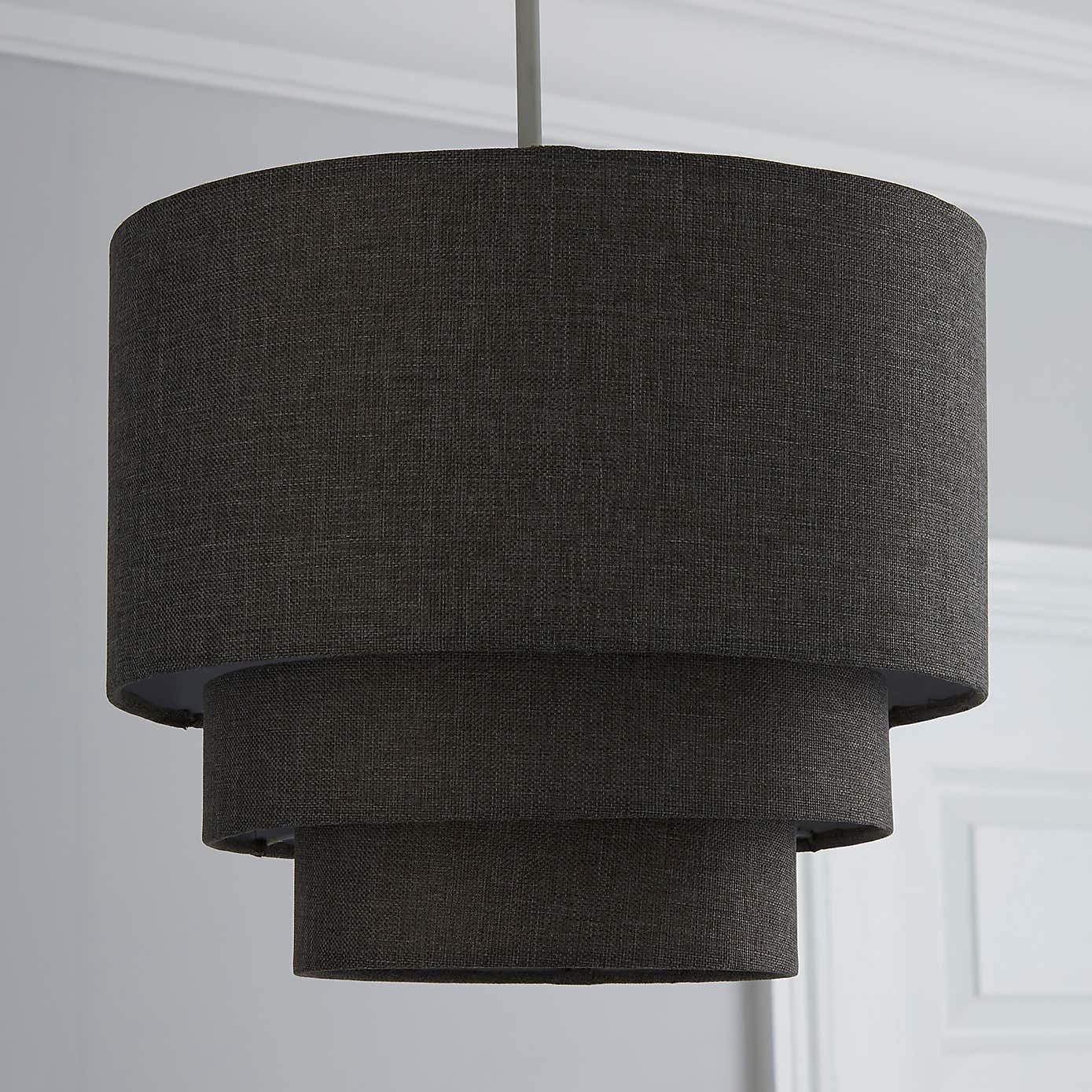 Henna 35cm Faux Linen 3 Tier Grey Shade