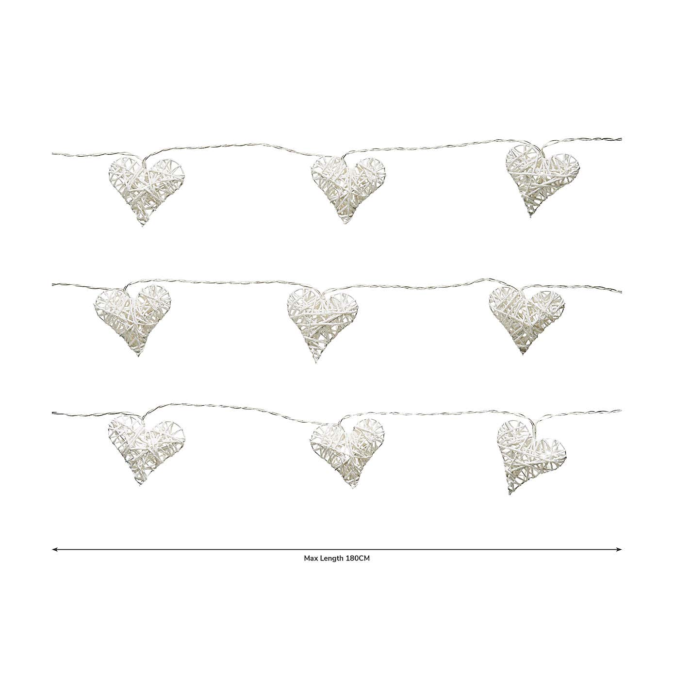 Wicker Hearts 10 LED String Lights
