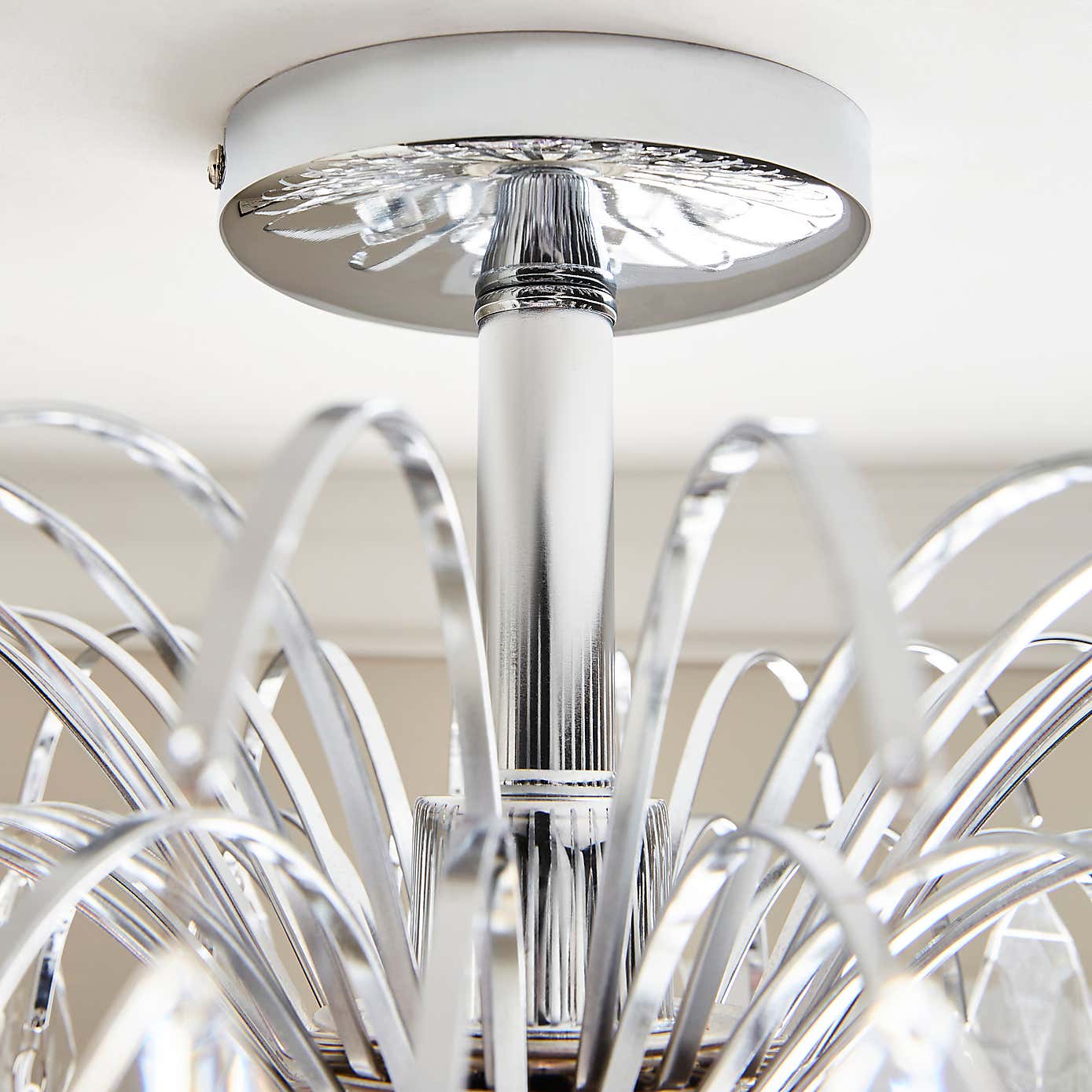Parla 1 Light Chrome Semi-Flush Ceiling Fitting