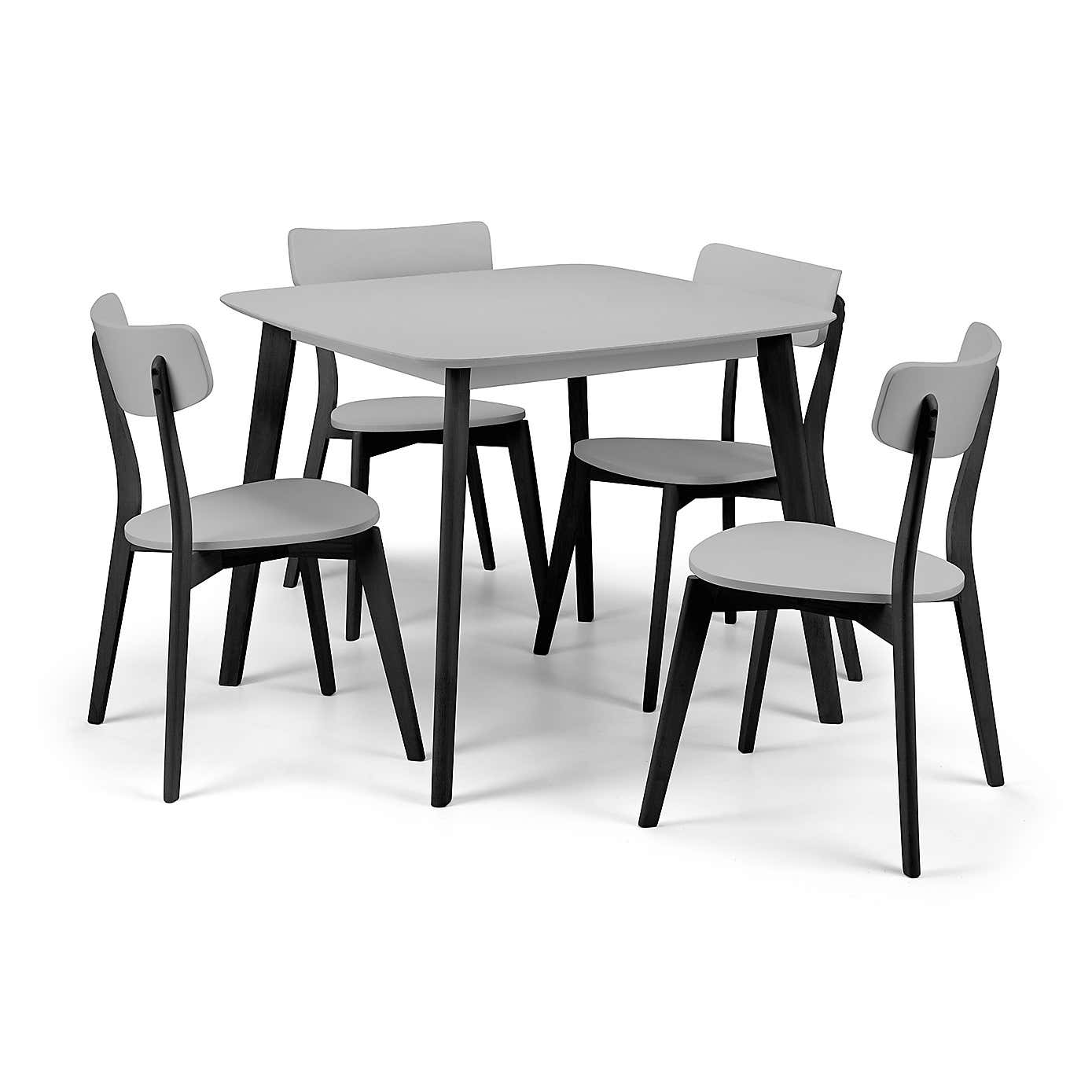 Casa 4 Seater Square Dining Table, Grey and Black