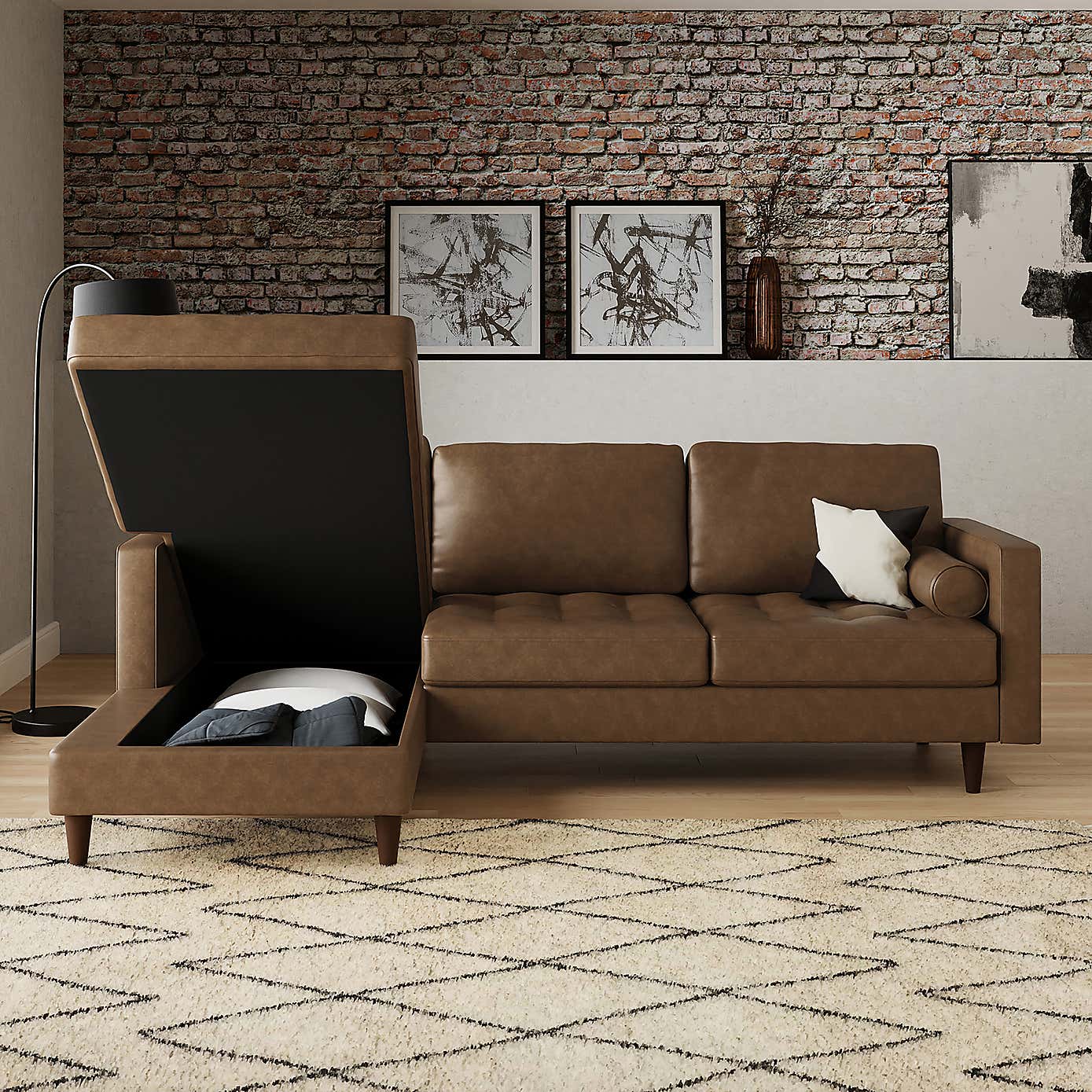 Zoe Faux Leather 3 Seater Corner Double Sofa Bed