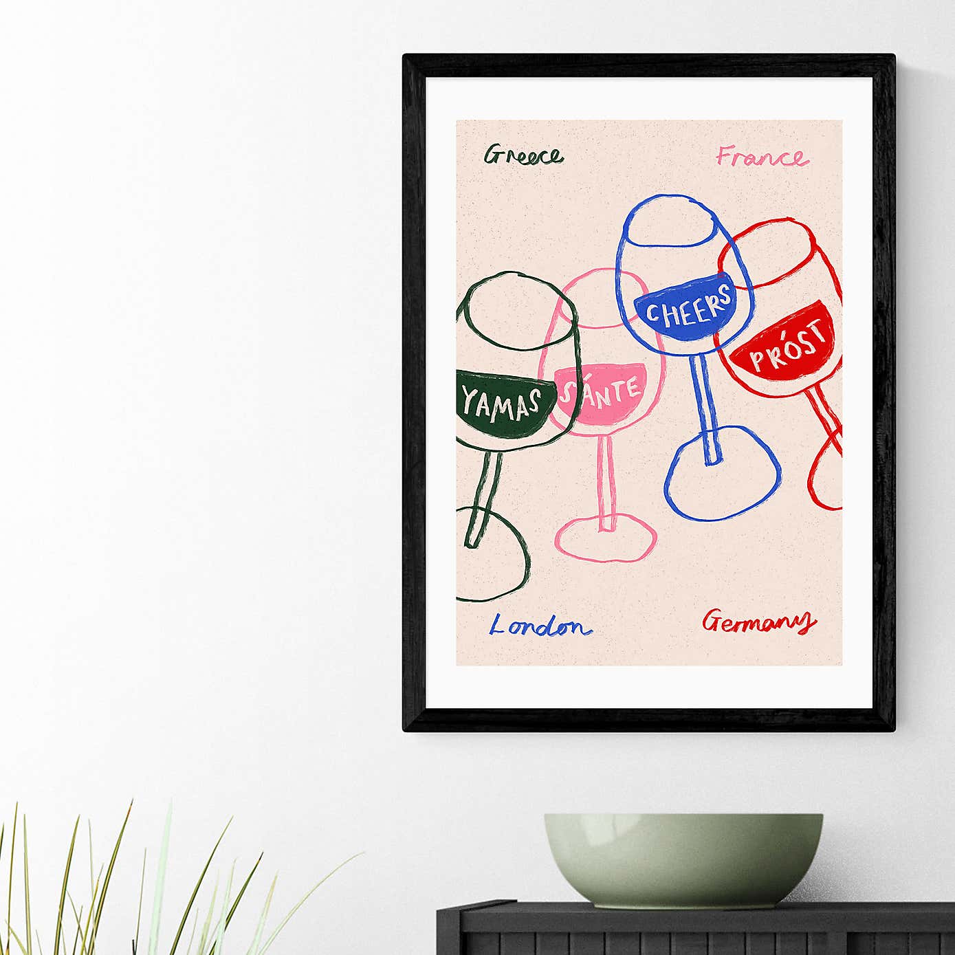 East End Prints Cheers Glasses Print