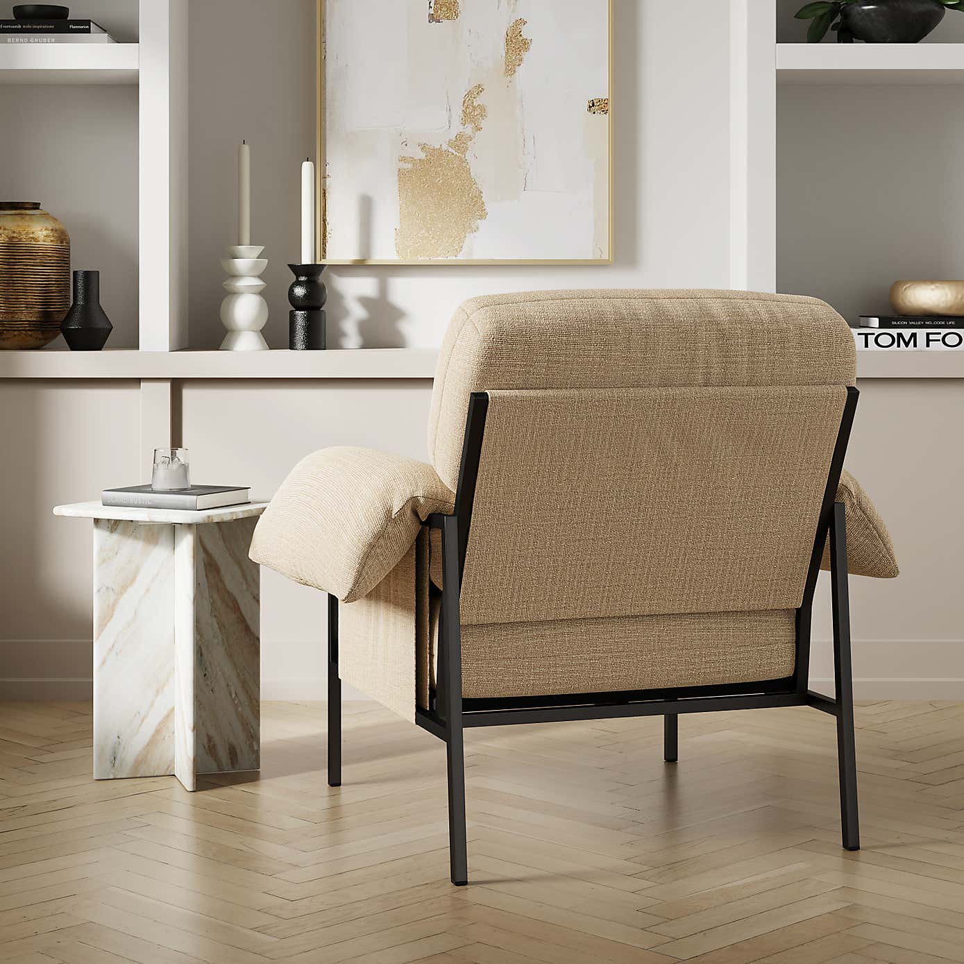 Kai Slub Chenille Pillow Arm Occasional Chair