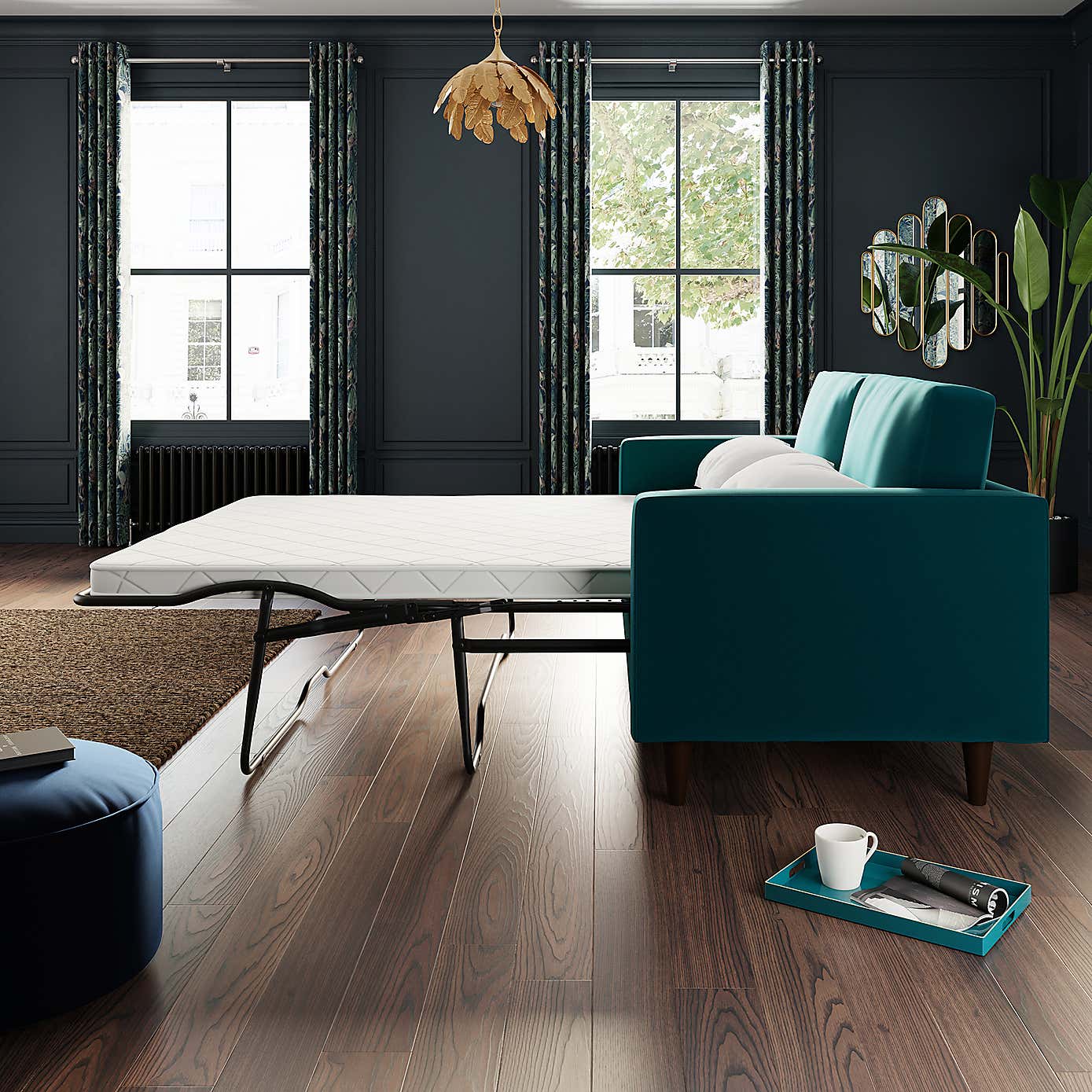 Zoe Velvet 3 Seater Double Sofa Bed