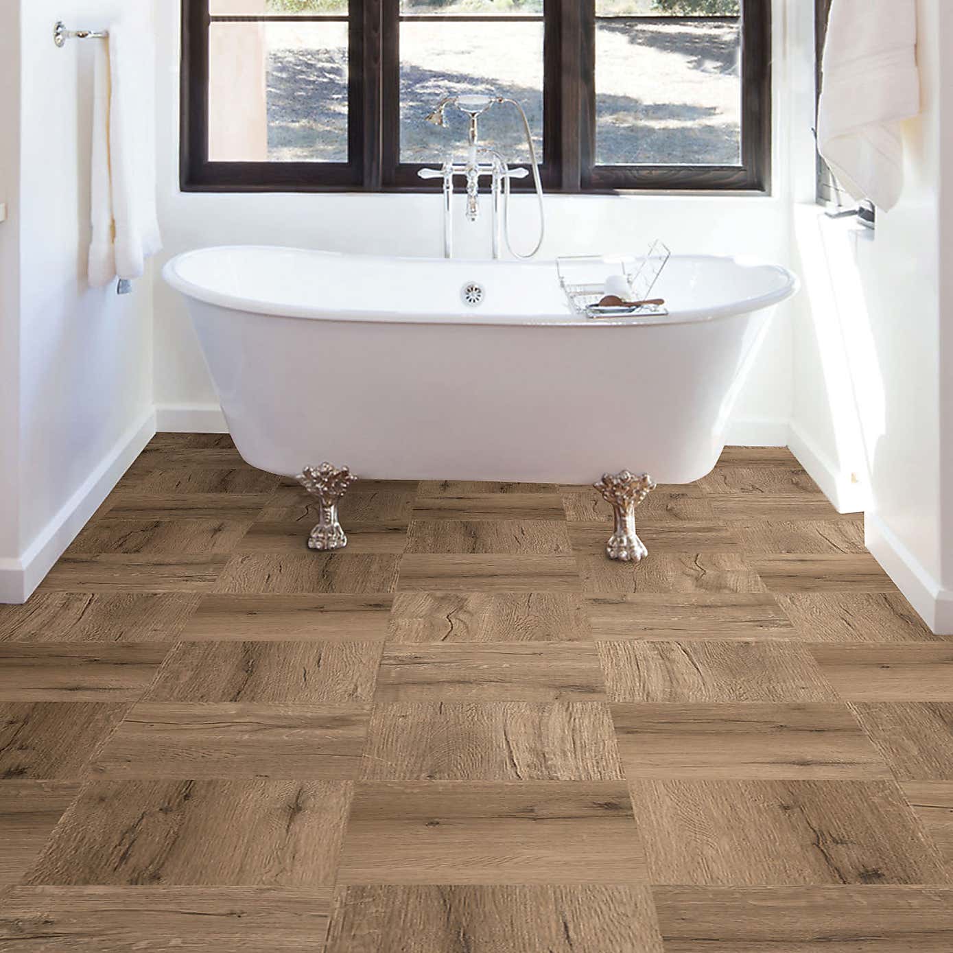 Pickling Brown Self Adhesive Floor Tiles