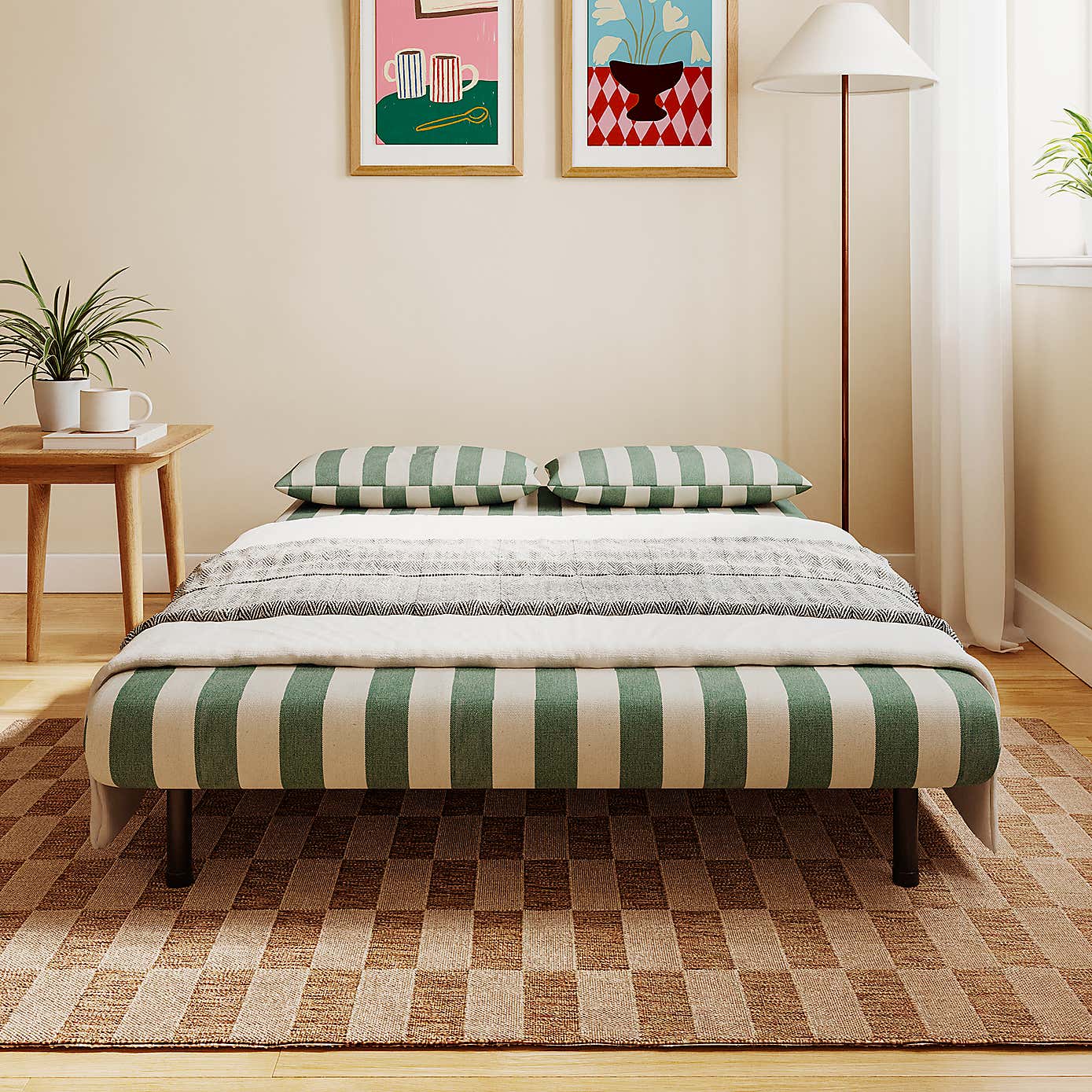 Phoebe Woven Stripe Small Double Sofa Bed