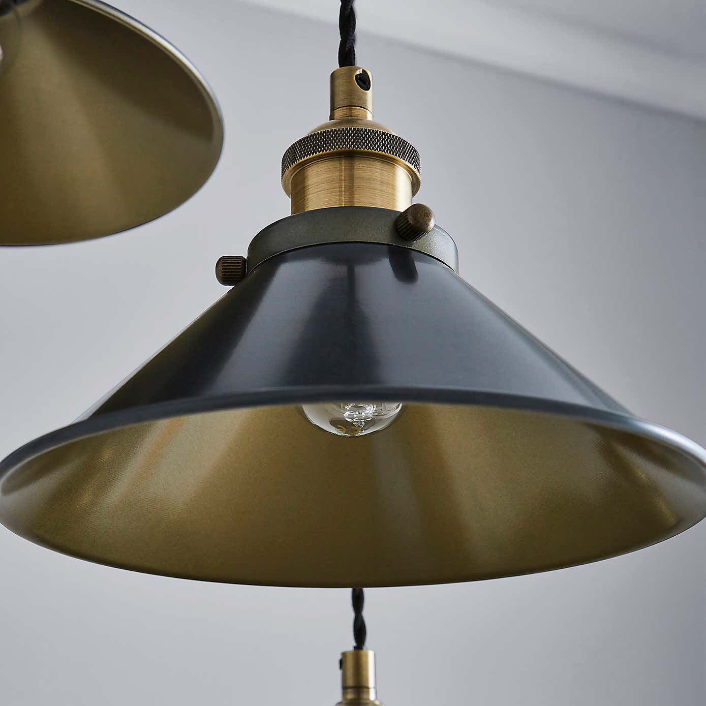 Logan 3 Light Black Industrial Cluster Ceiling Fitting