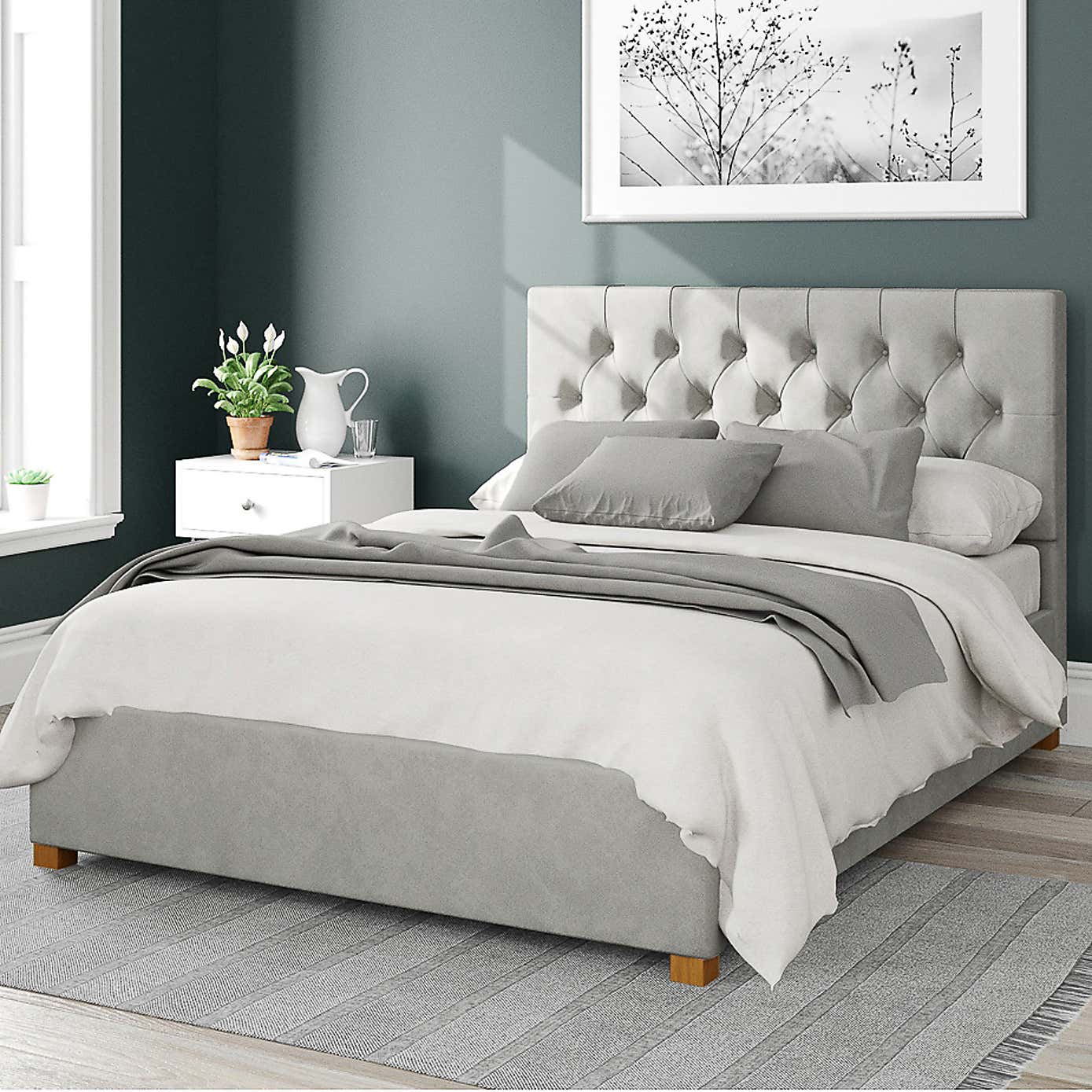 Olivier Plush Velvet Ottoman Bed