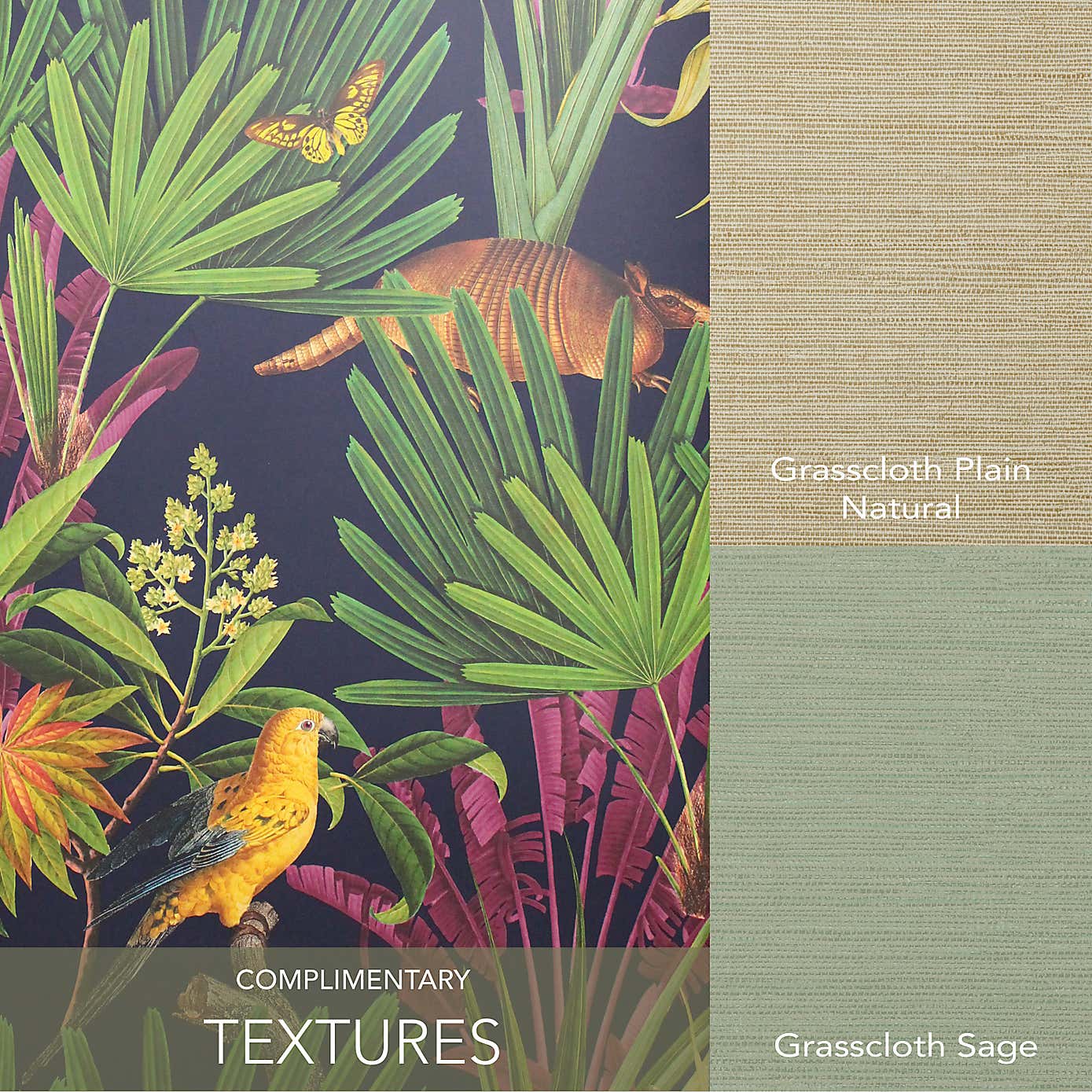 Tropical Treasures Navy Wallpaper