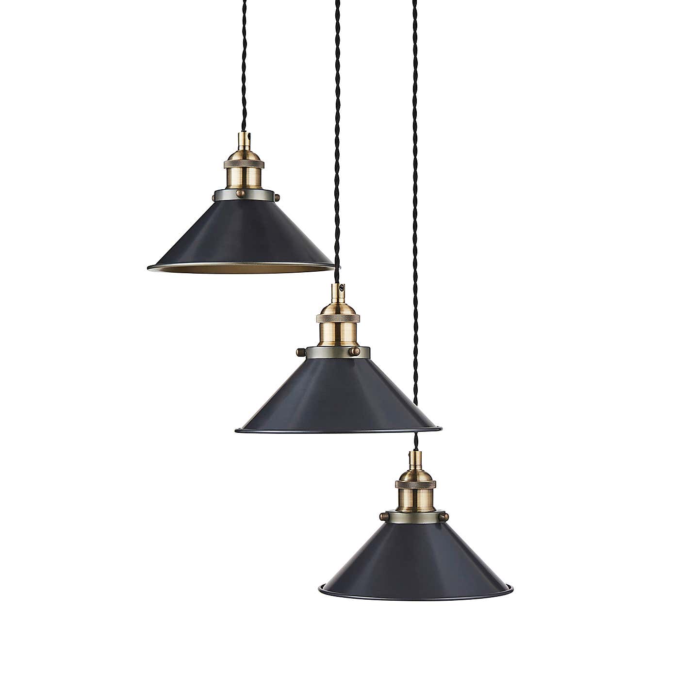 Logan 3 Light Black Industrial Cluster Ceiling Fitting