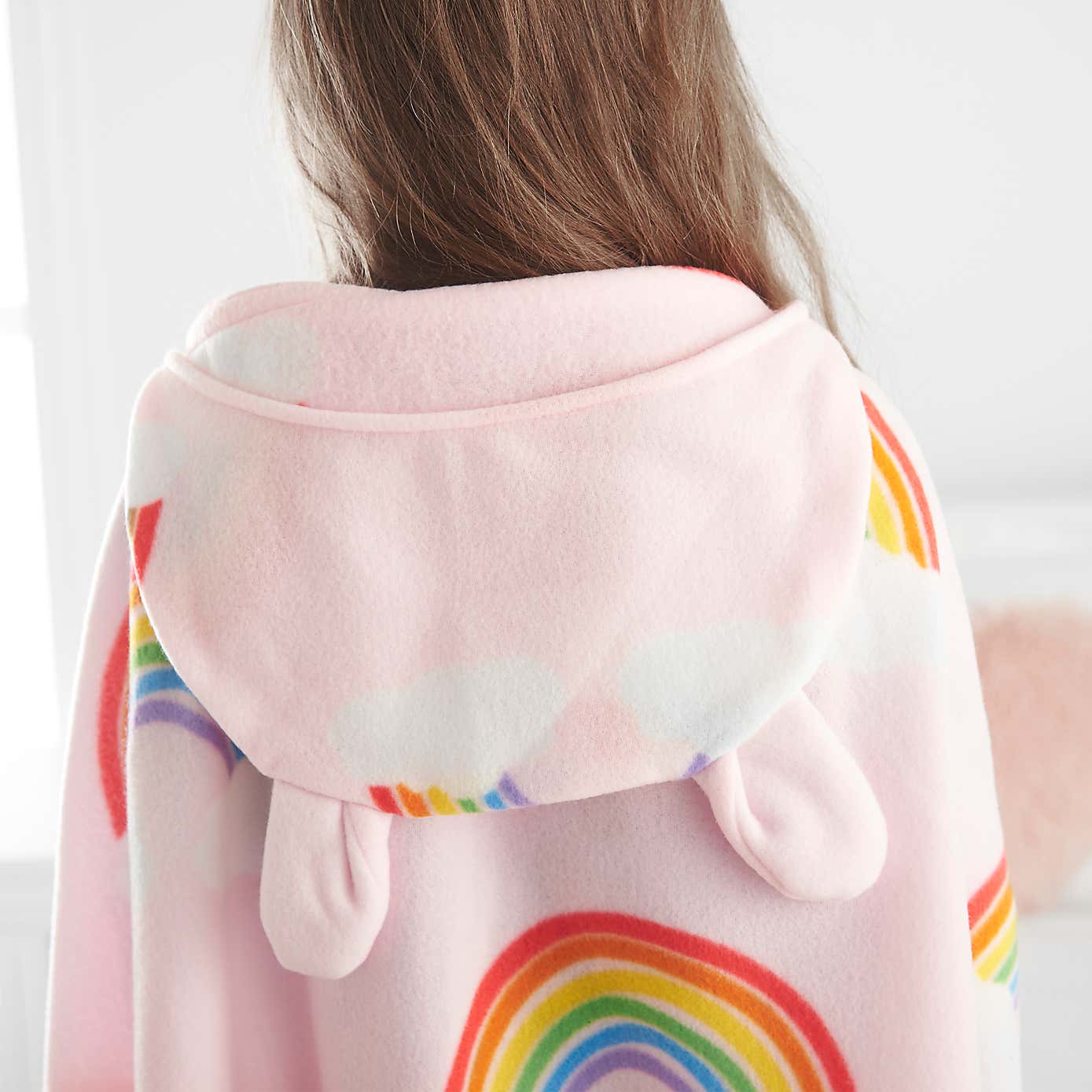 Catherine Lansfield Rainbow Hearts Cosy Fleece Hooded Blanket