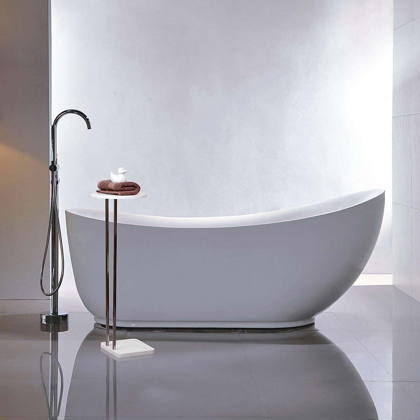 Marble Effect Top White Bath Table