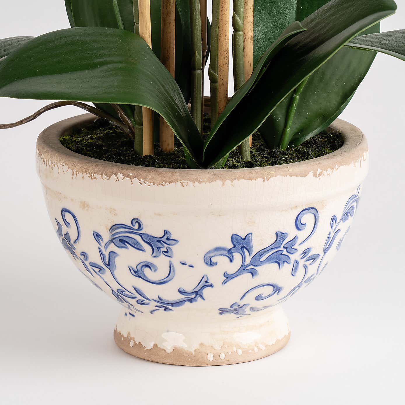 Artificial Real Touch Dark Pink Phalaenopsis Orchid in Ceramic Pot