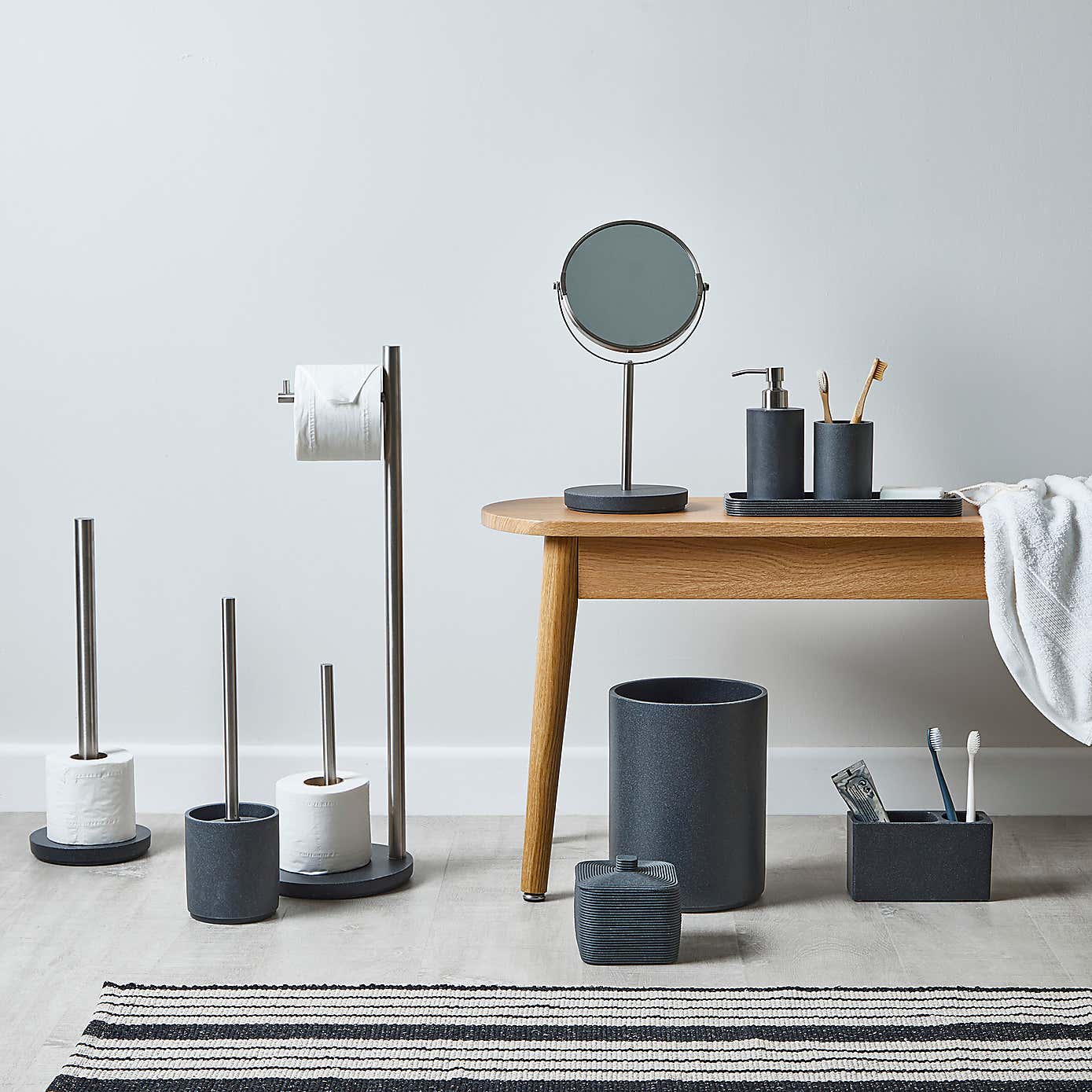 Grey Resin Toilet Brush Holder