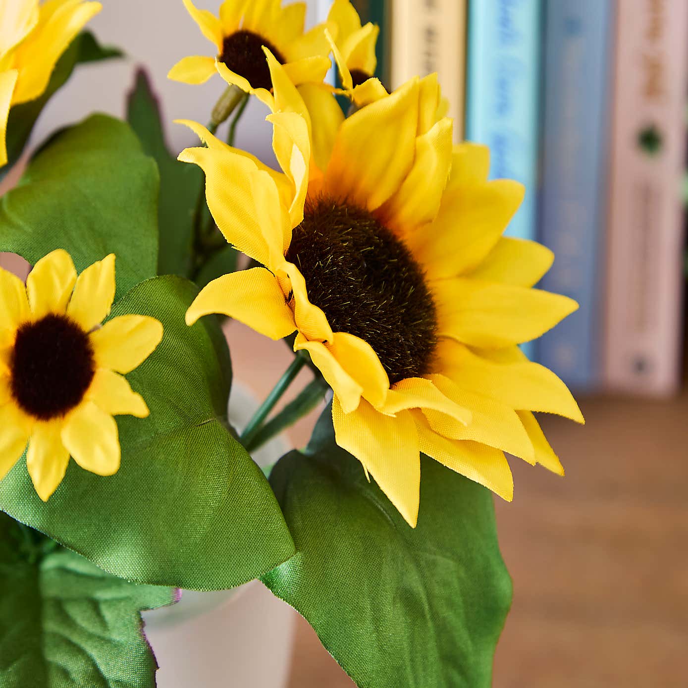 Artificial Yellow Sunflower Arrangement in White Ceramic Plant Pot