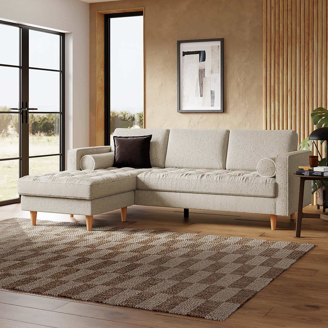 Zoe Boucle Fleck Corner Chaise Sofa