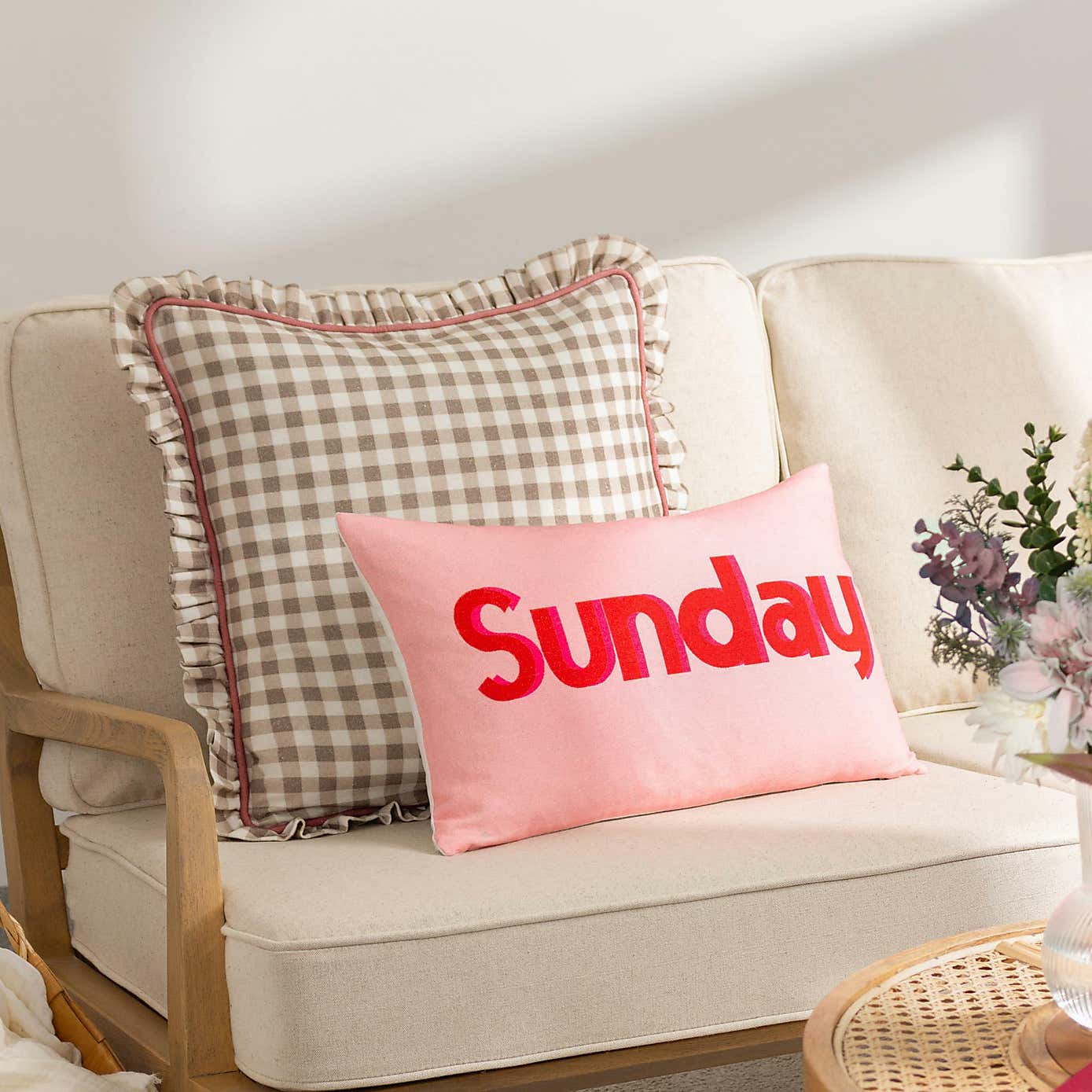 furn. Maude Gingham Cotton Square Cushion