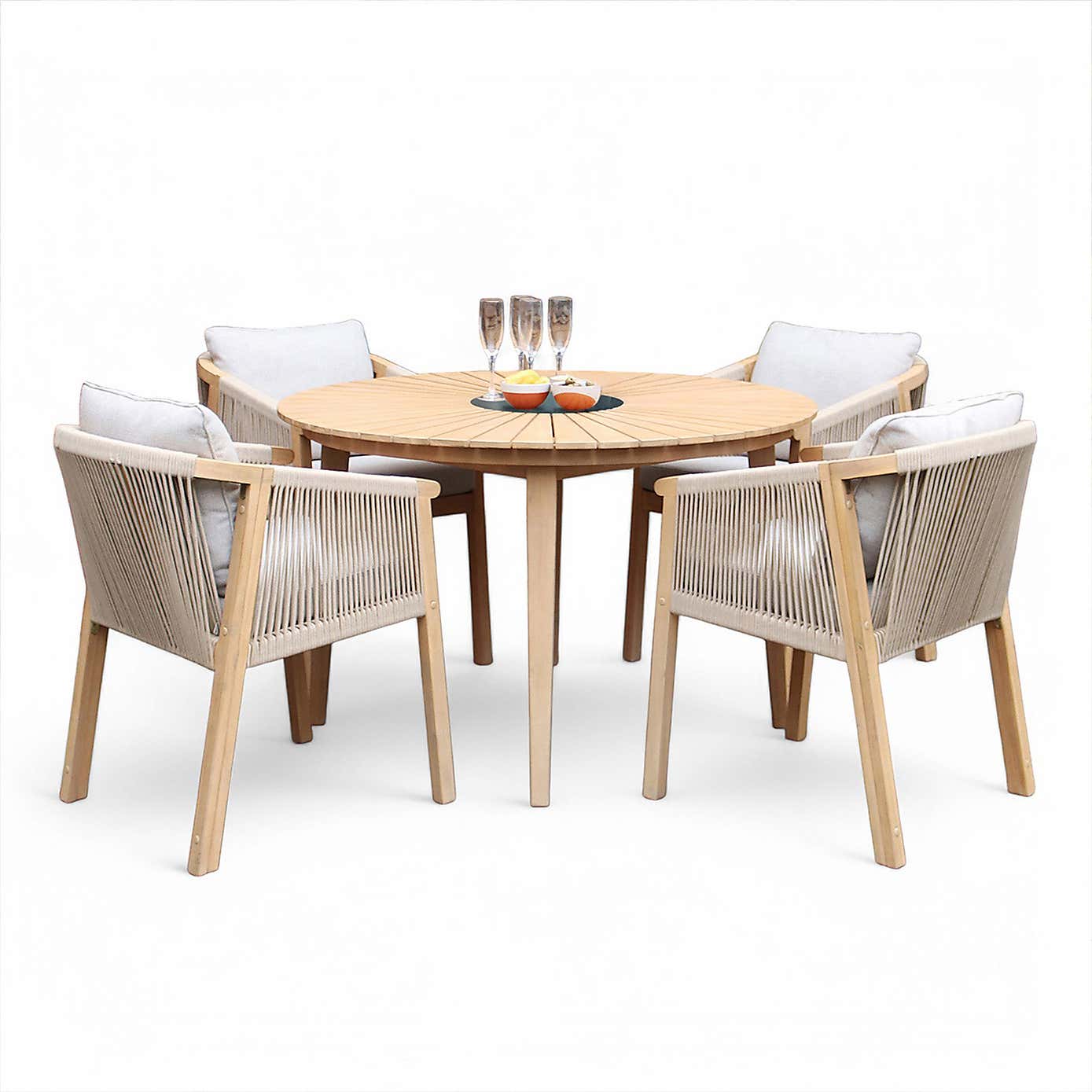 A.Mir Roma 4 Seater Outdoor Dining Set with Black Granite Insert