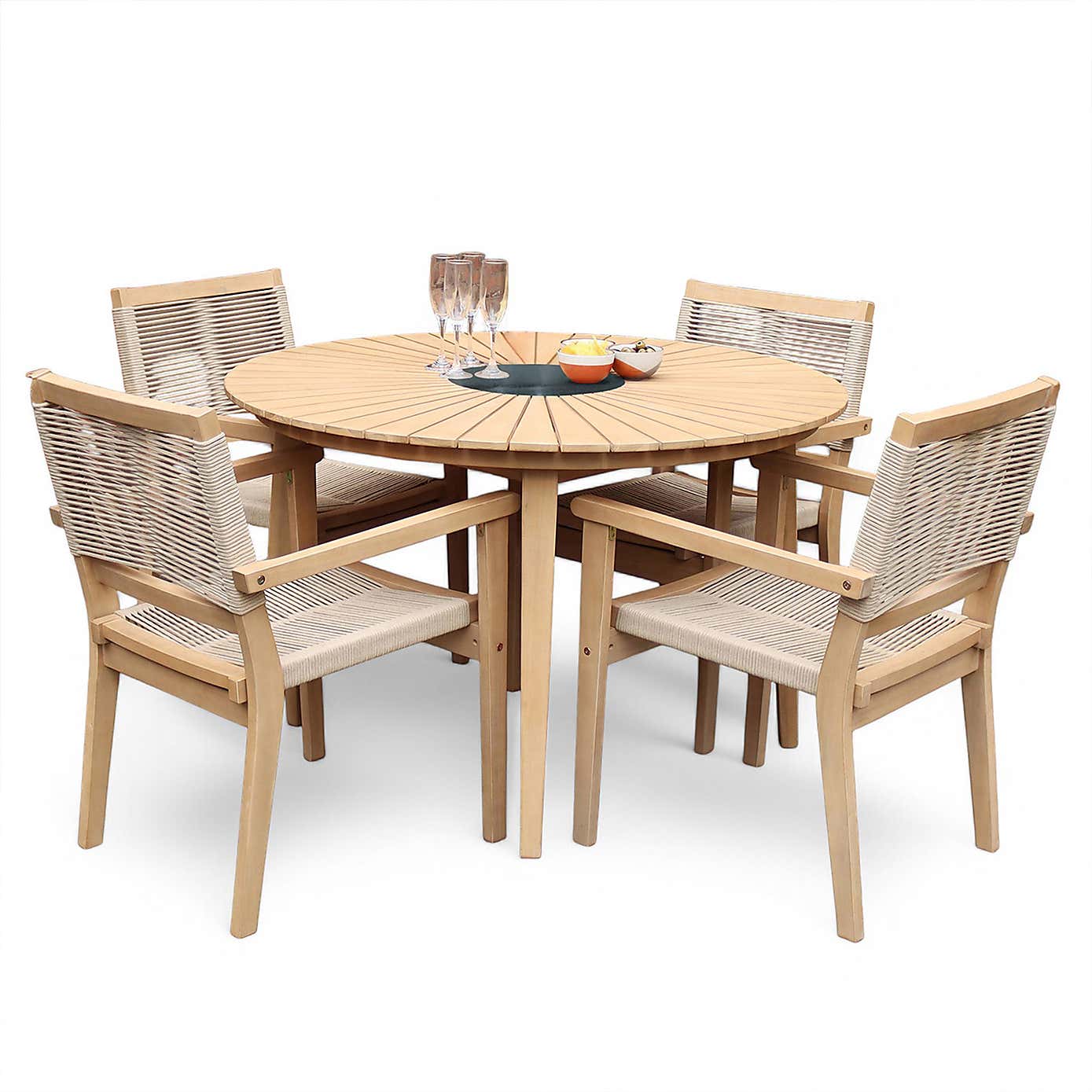 A.Mir Roma 4 Seater Outdoor Stacking Set with Black Granite Insert