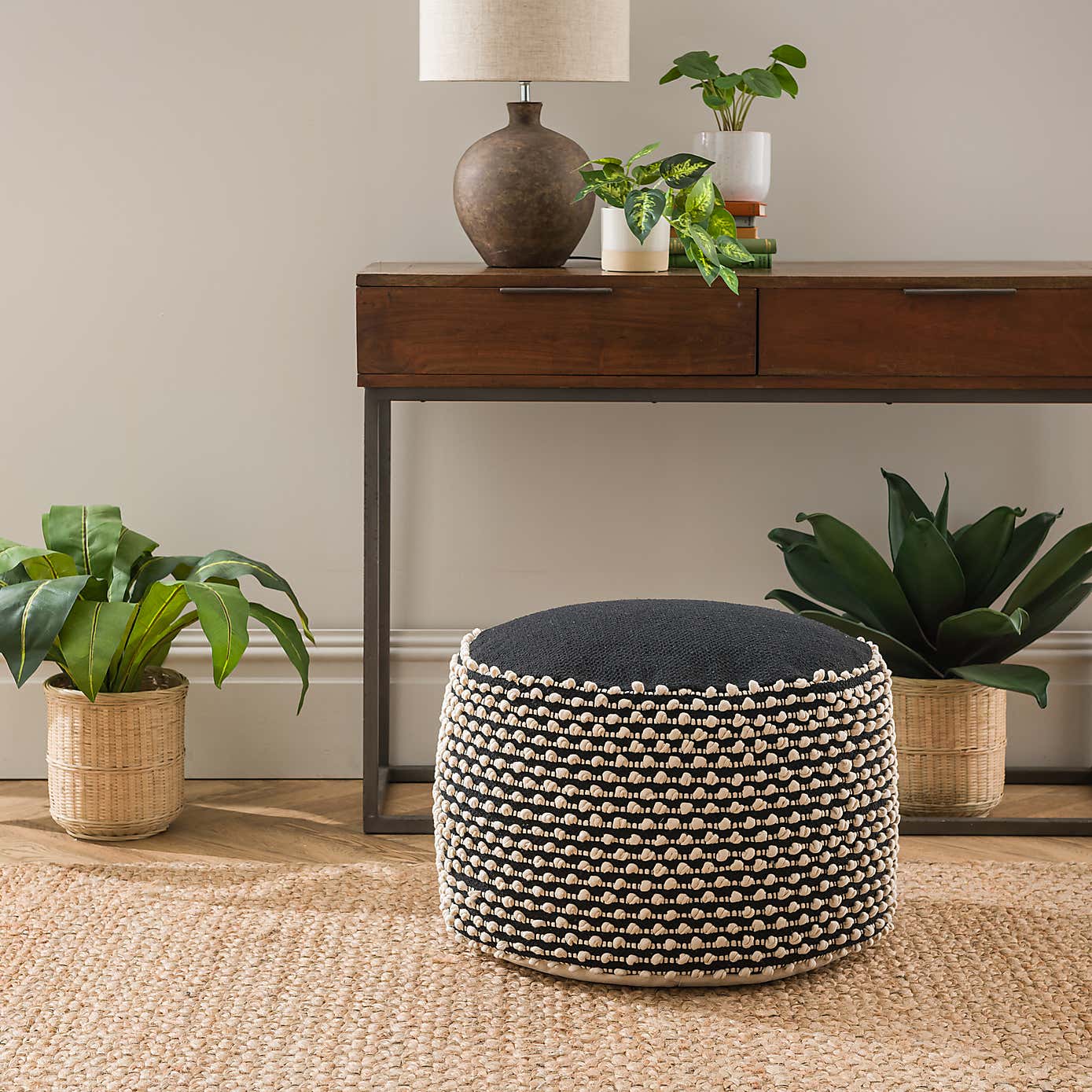 Jersey Bobble Round Pouffe