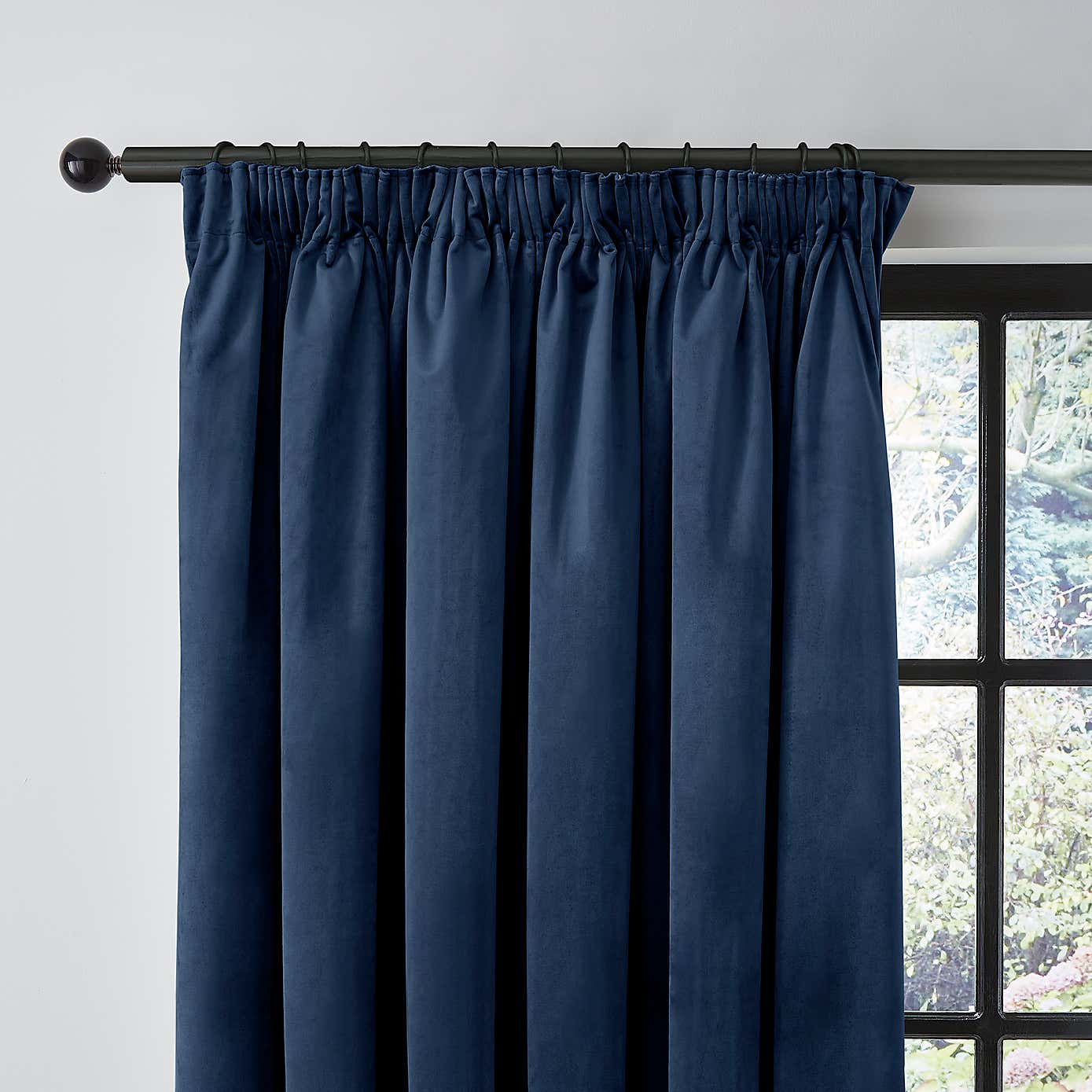 Recycled Velour Olive Pencil Pleat Curtains