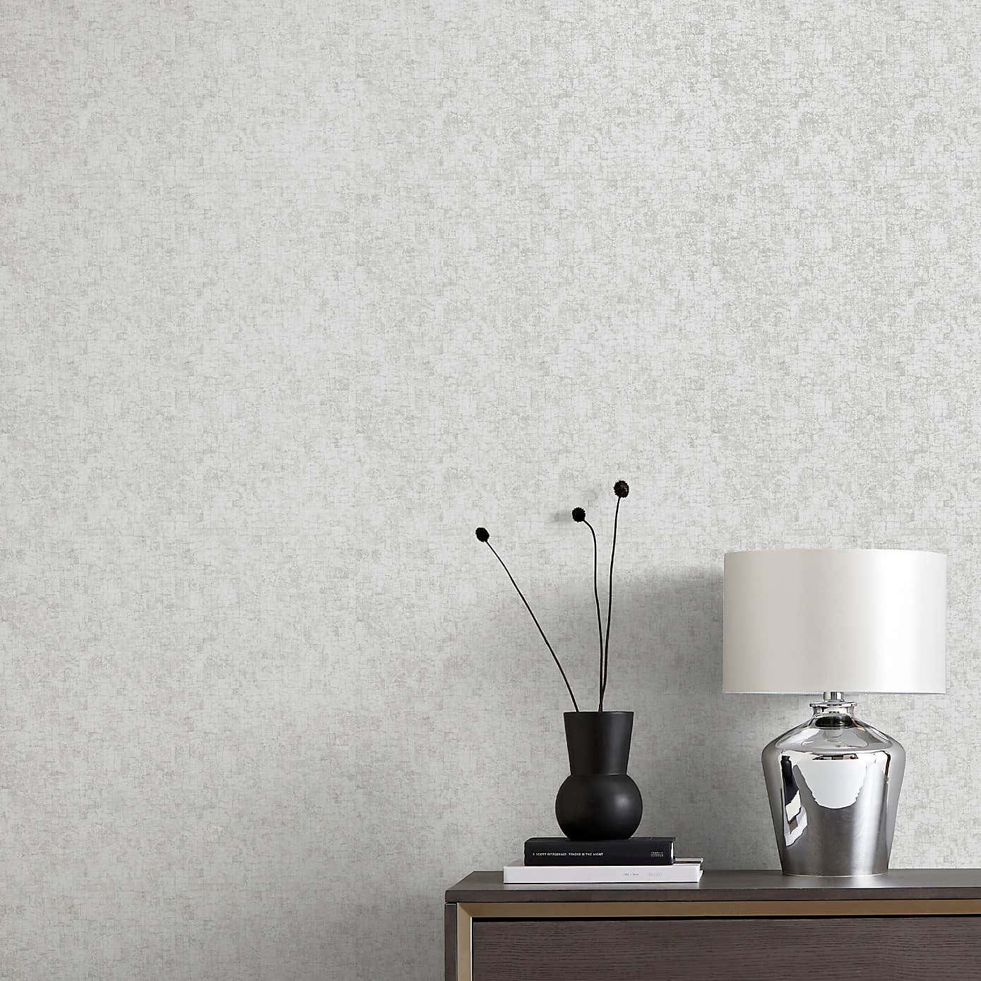 Mosaic Embossed Silver Wallpaper
