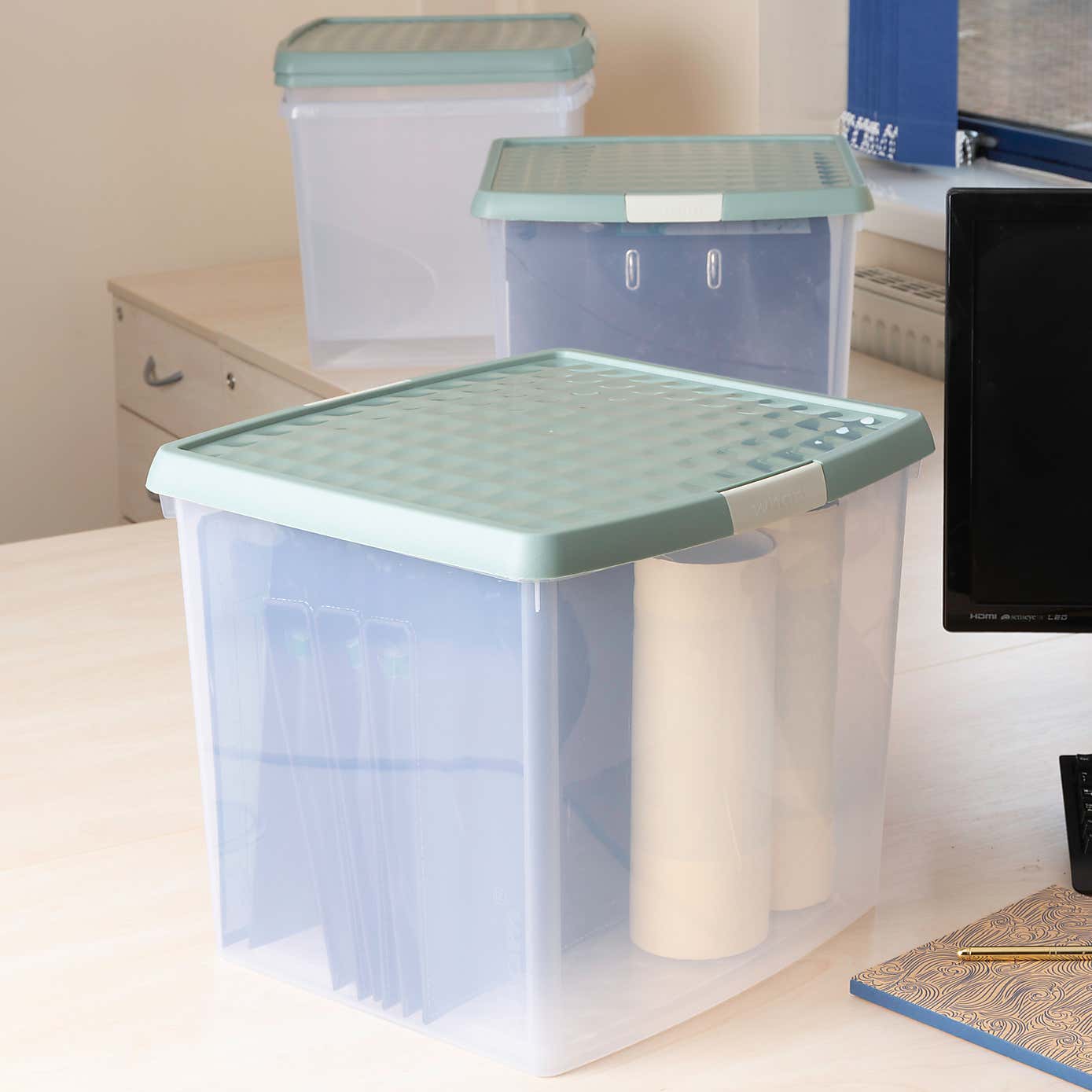 Wham Clip Pack of 4 Square Storage Boxes With Lids