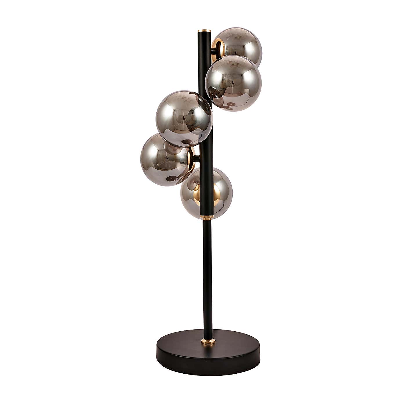 Blair Smoke Glass Ball and Black Metal Table Lamp