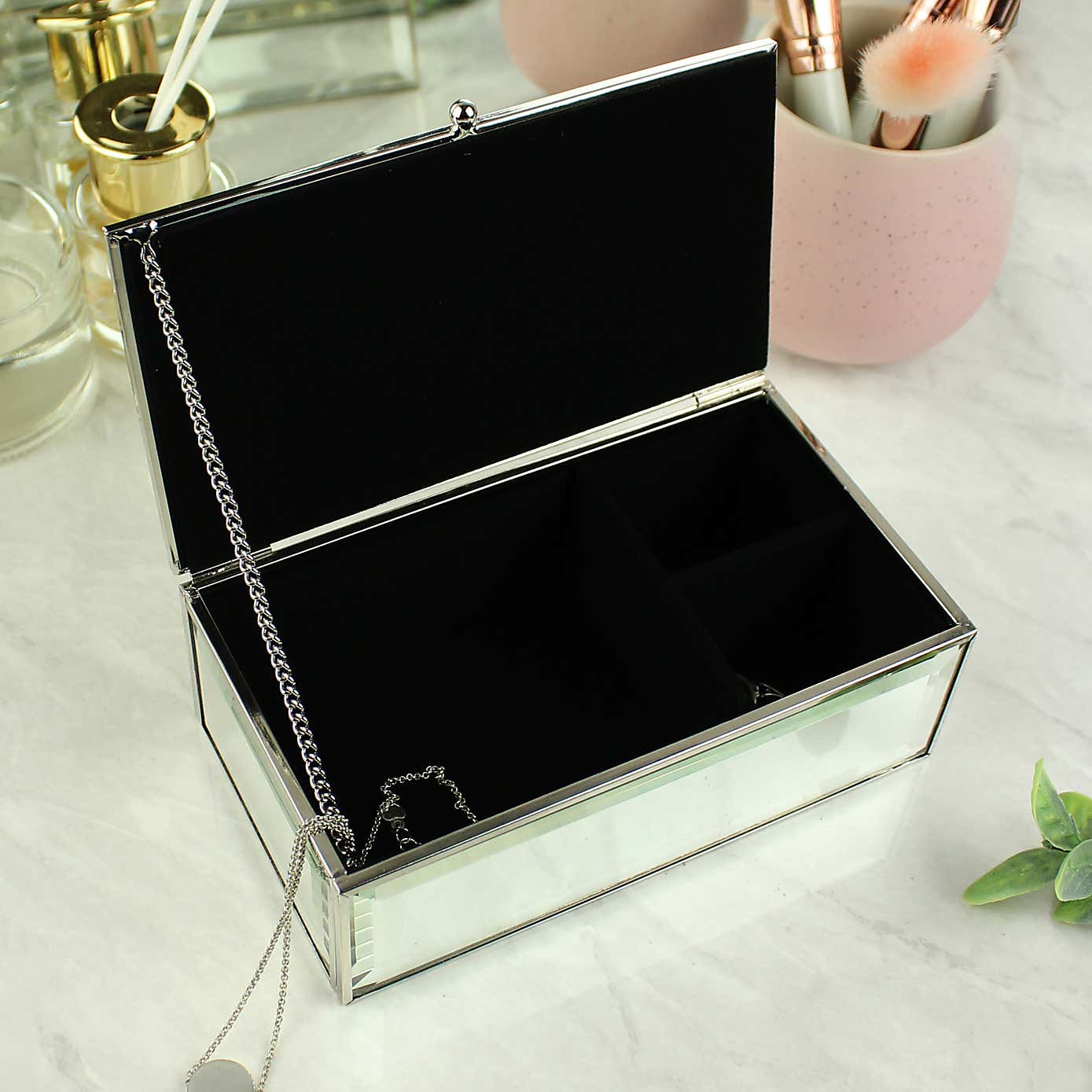 Personalised Botanical Mirrored Jewellery Box