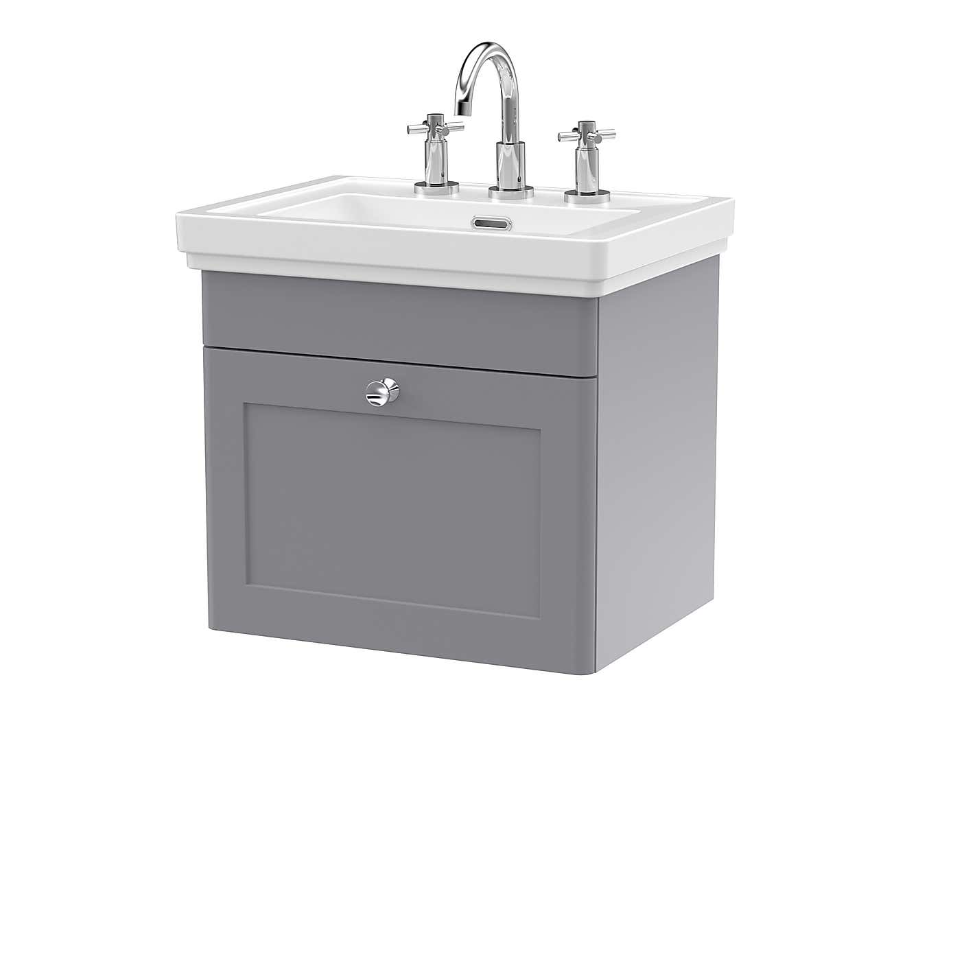Classique Wall Mounted 1 Drawer Vanity Unit with Basin