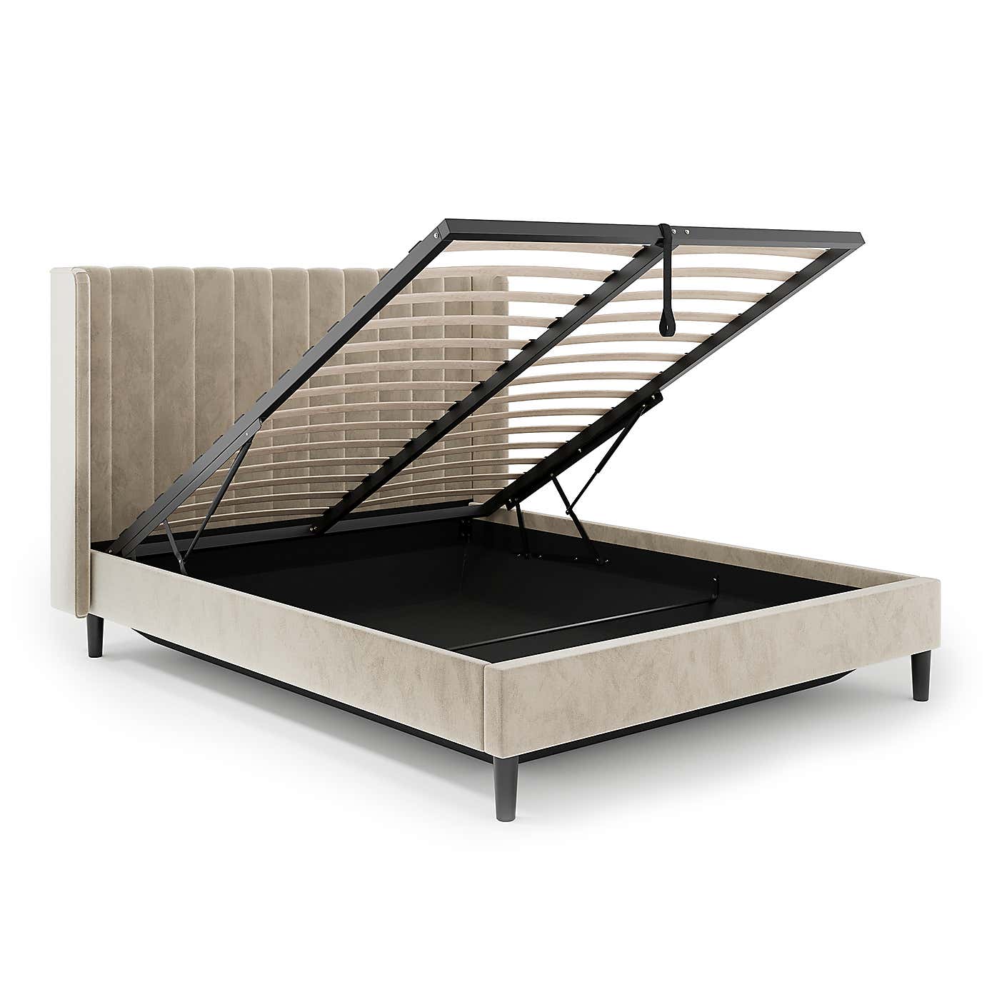 Alara Pleated Velvet Ottoman Bed