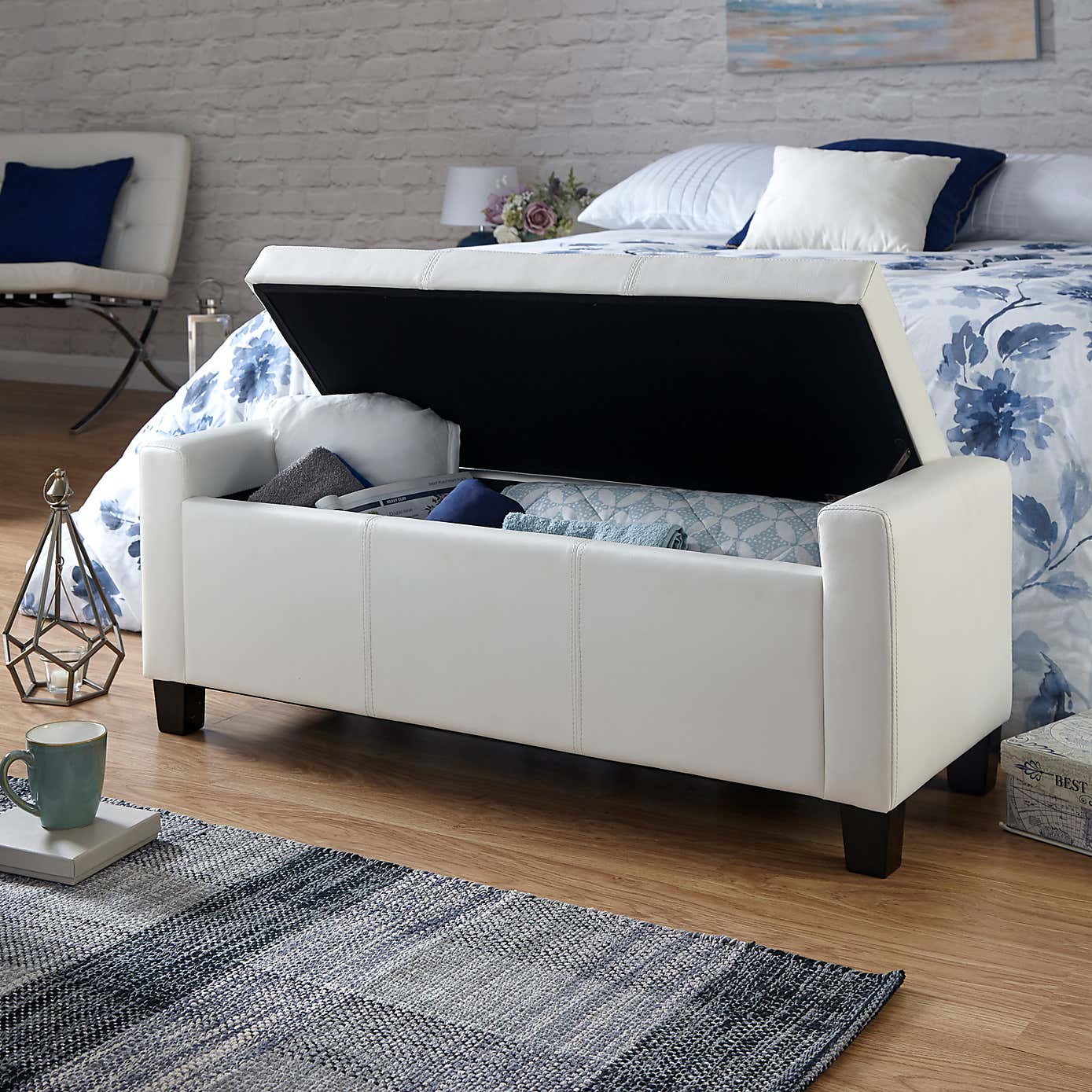 Verona PU Leather Ottoman Bench White