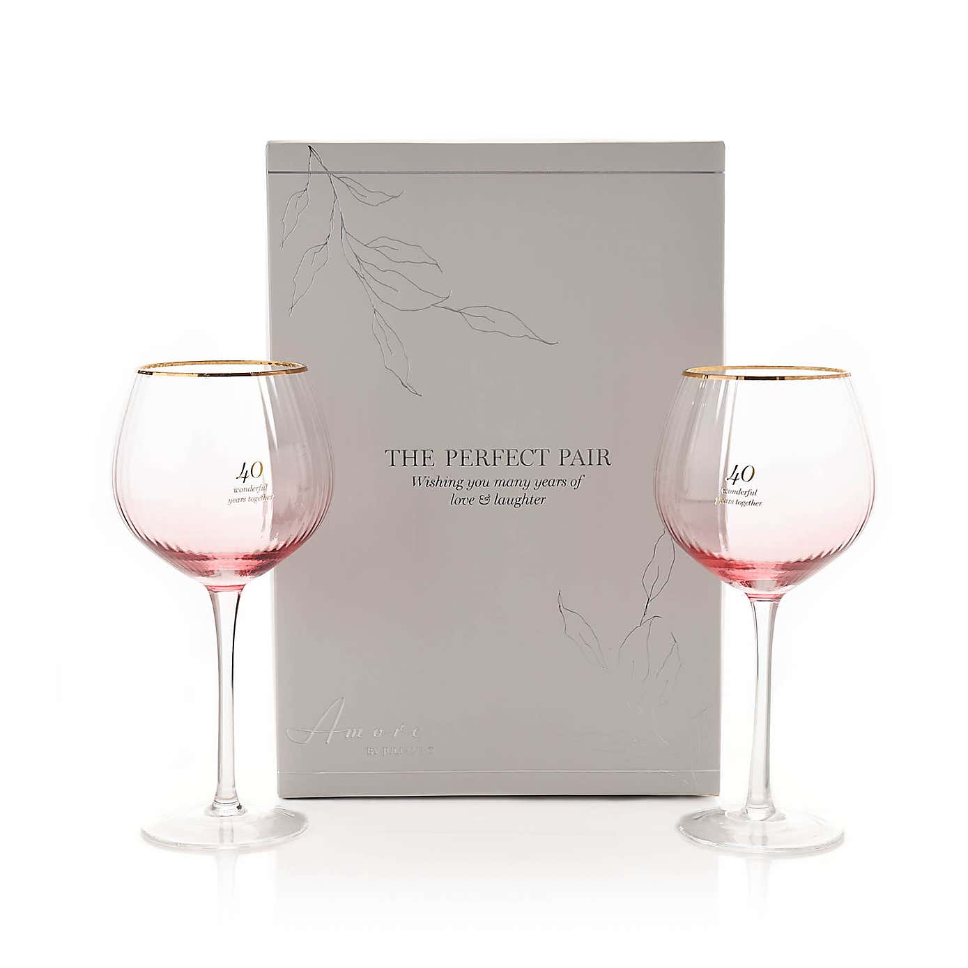 Amore Set of 2 40th Anniversary Gin Glasses