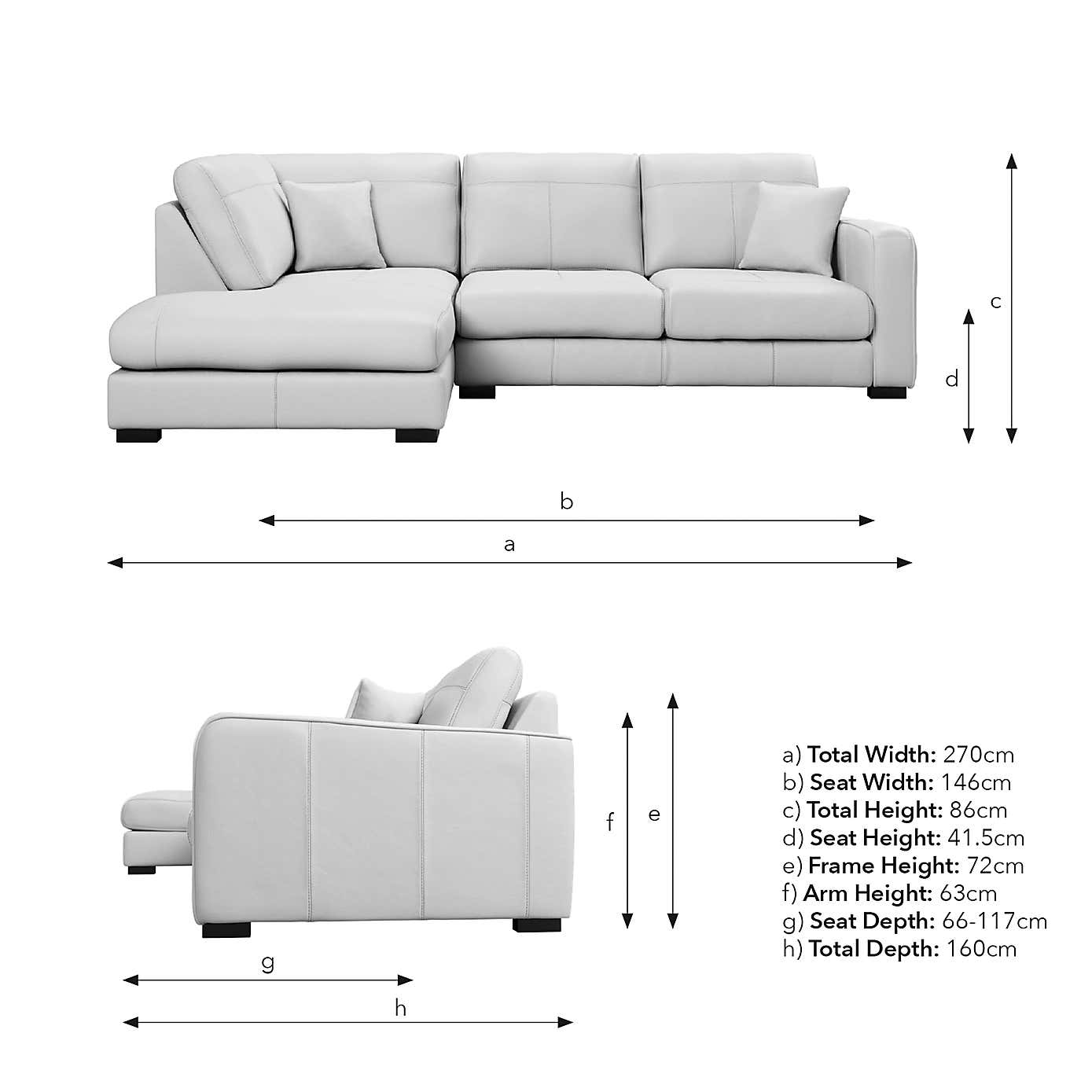 Carson Classic Leather Large Corner Chaise Sofa