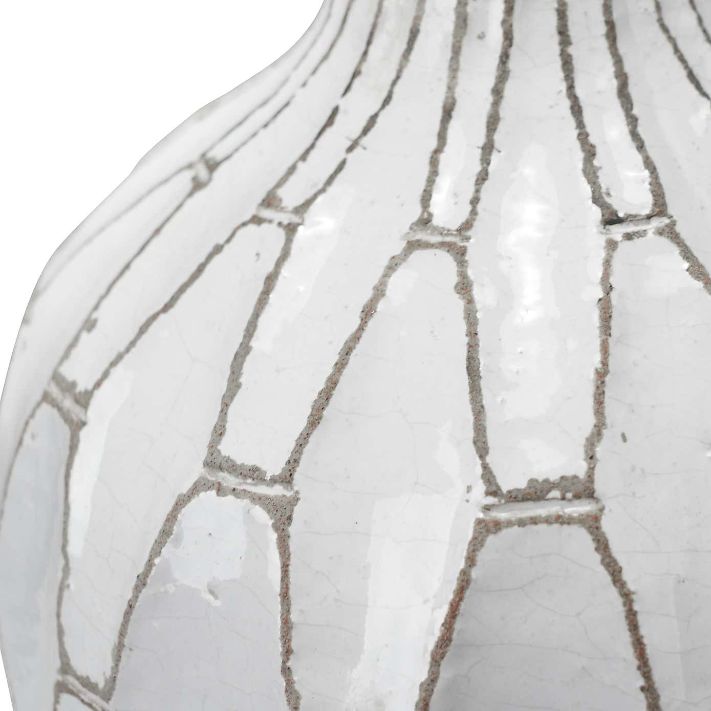 Gaudi Geometric White Stoneware Vase