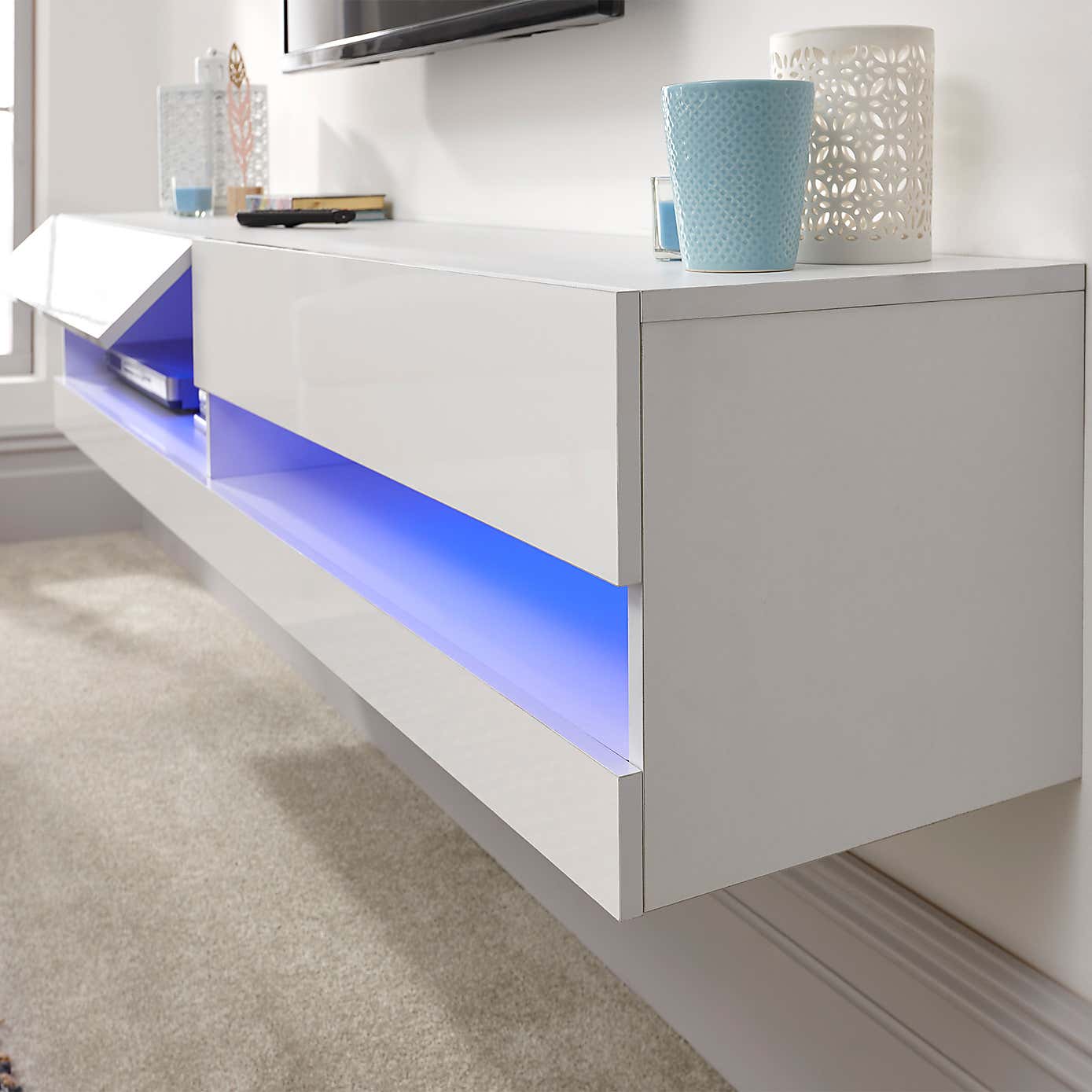 Galicia LED Extra Wide Floating Wall TV Unit for TVs up to 80"