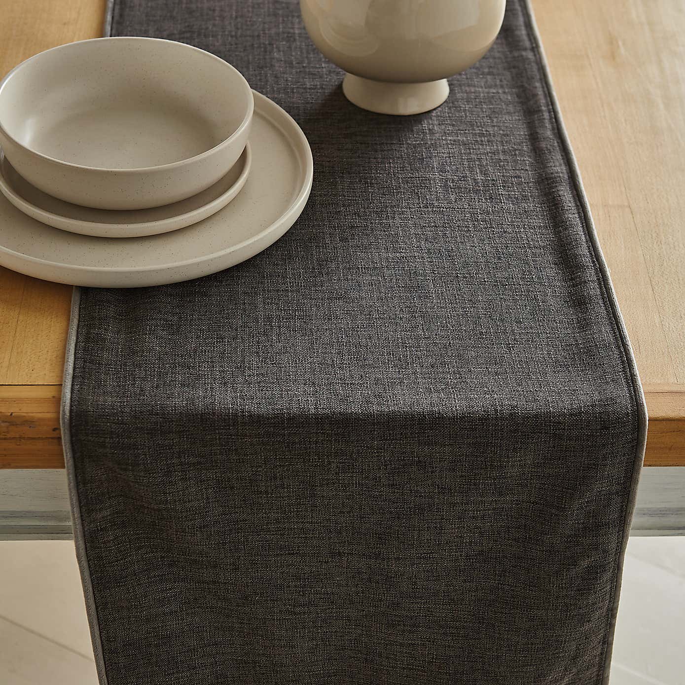 Vermont Charcoal Velvet Runner