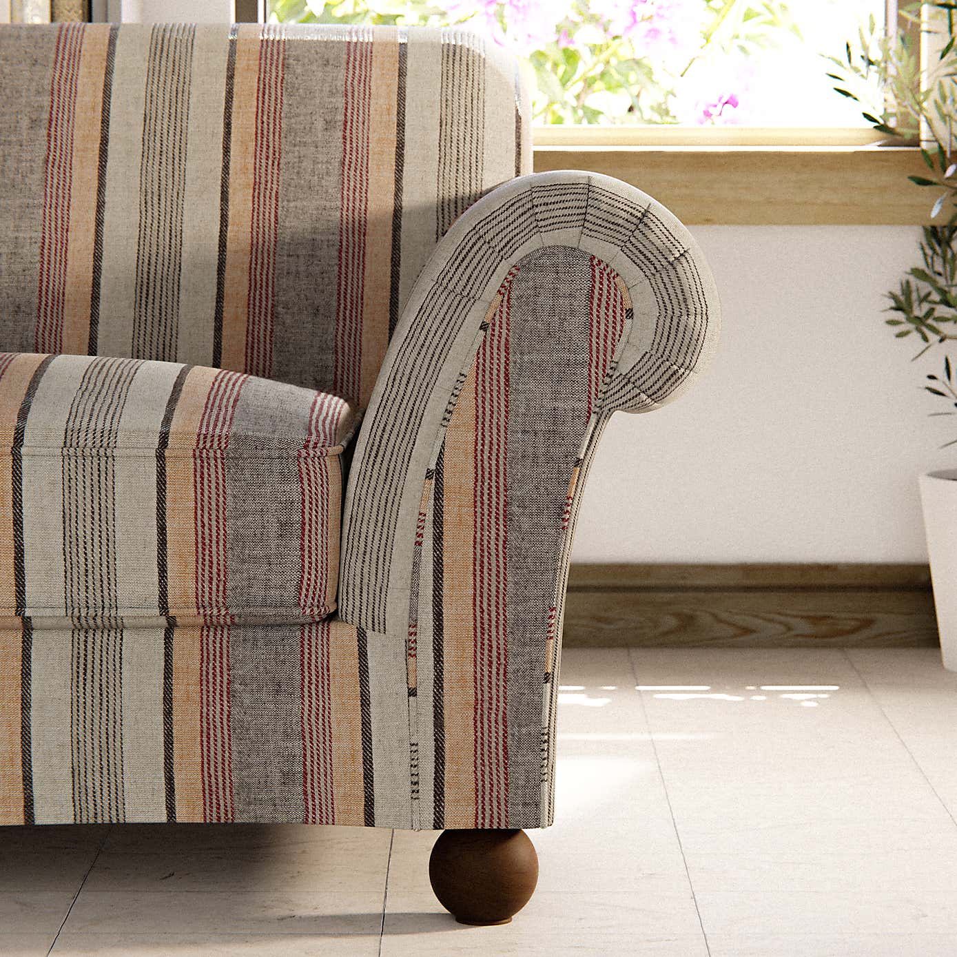 Angus Striped Linen Snuggle Chair